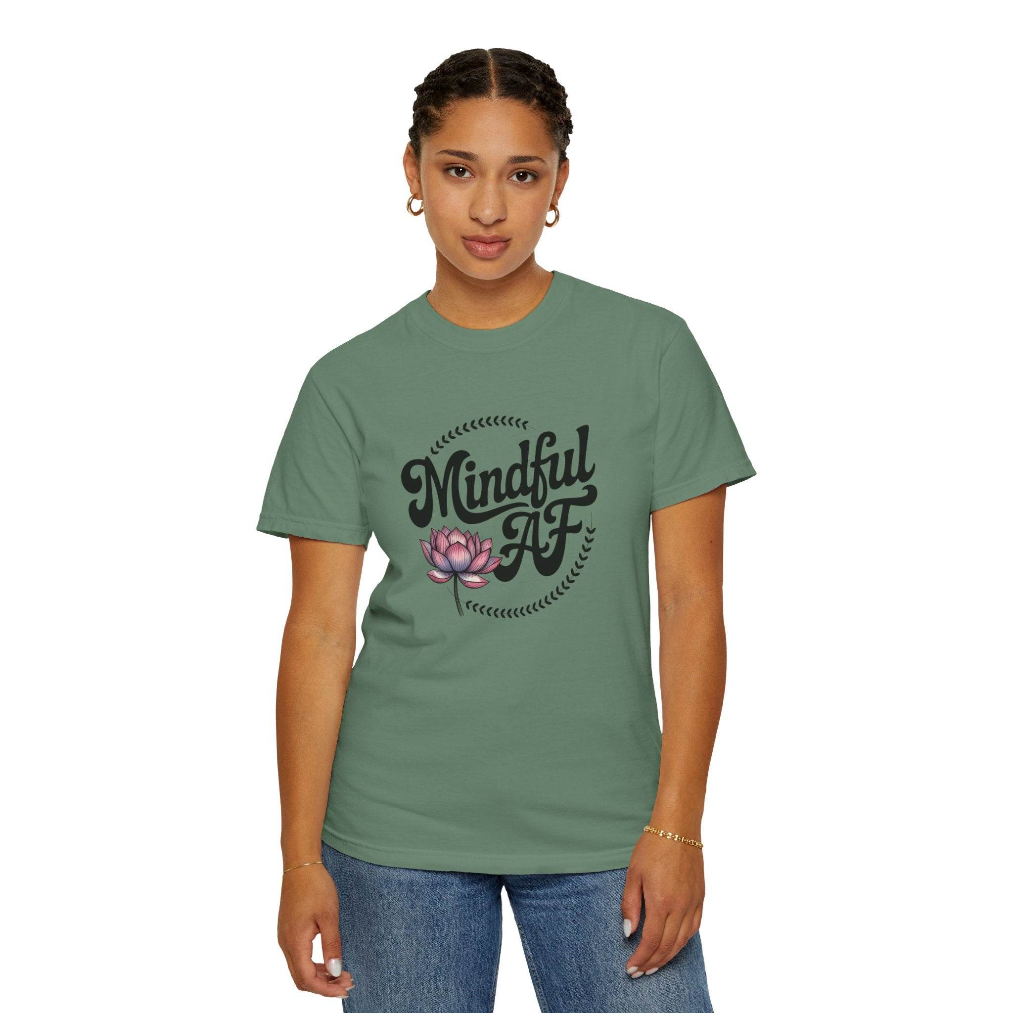 Mindful AF Lotus Unisex Garment-Dyed T-Shirt - FitLife-WellnessOasis