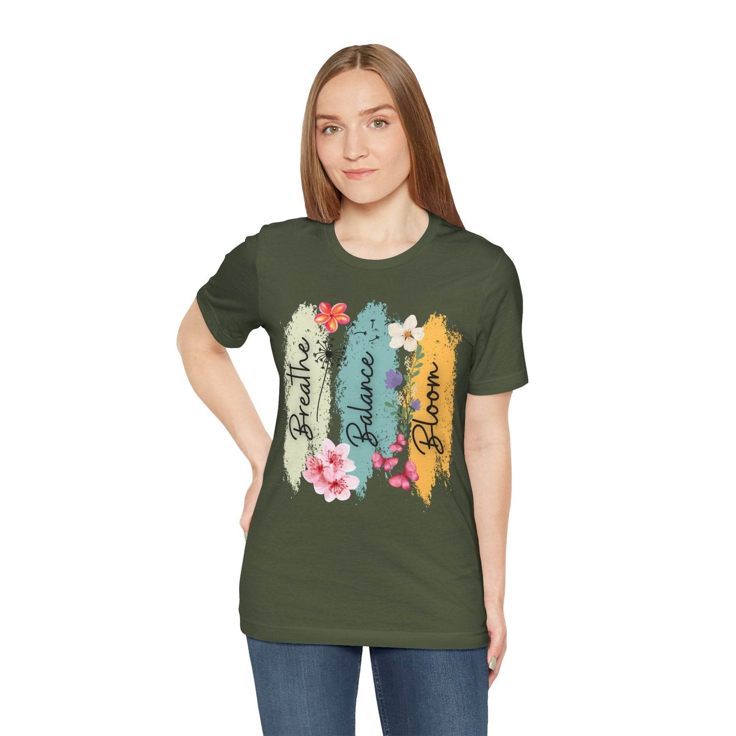 Breathe, Balance, Bloom T-Shirt - FitLife - WellnessOasis