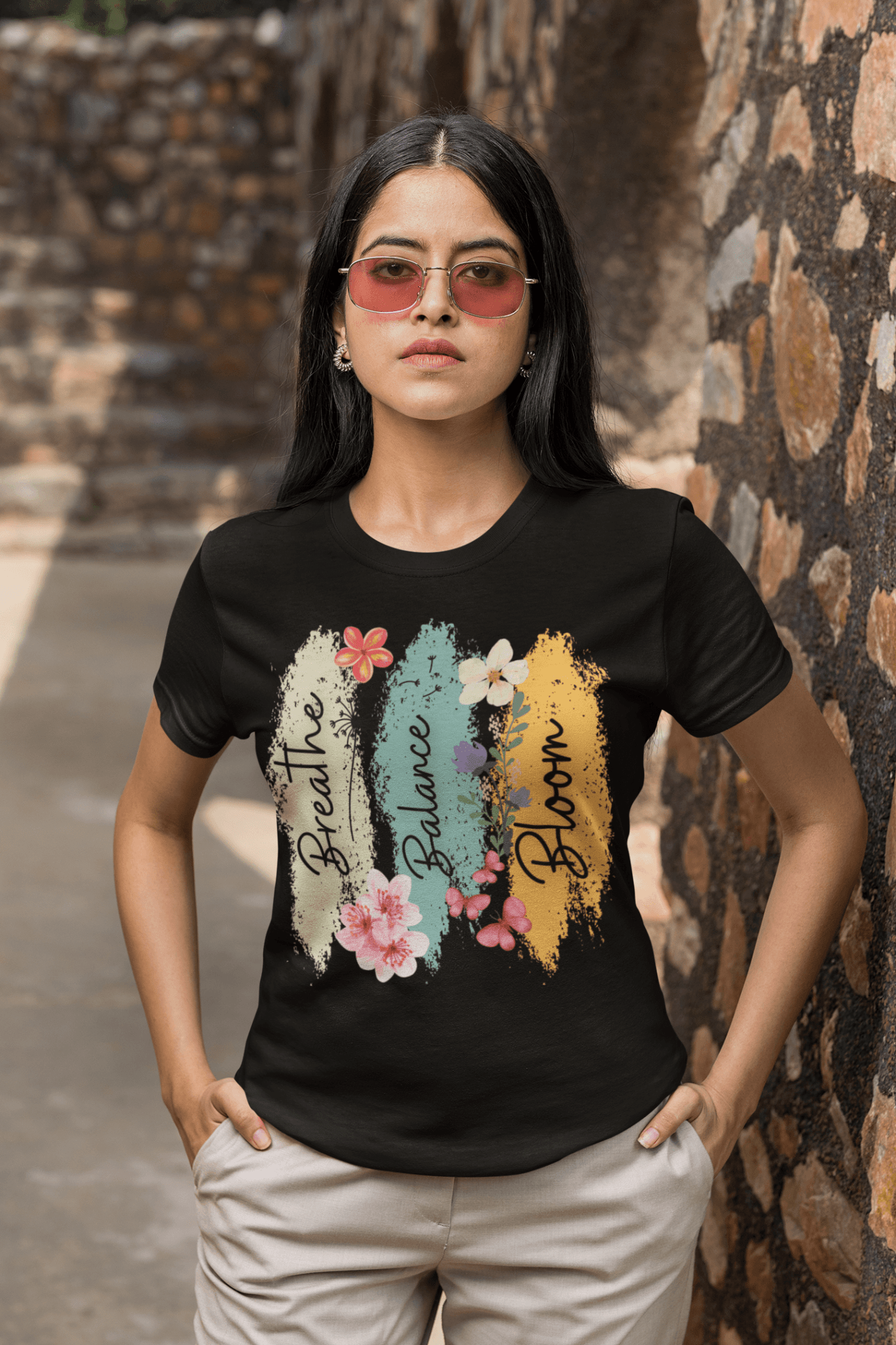 Breathe, Balance, Bloom T-Shirt - FitLife - WellnessOasis