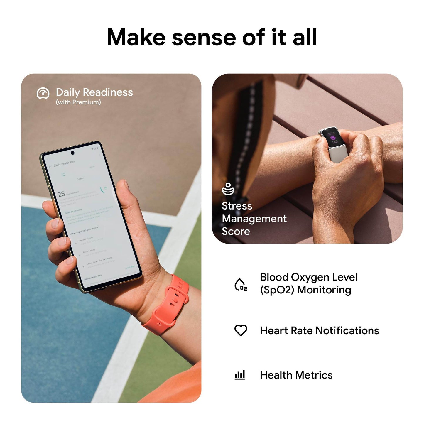 Fitbit Charge 6 Fitness Tracker with Google apps, Heart Rate on Exercise Equipment, 6 - Months Premium Membership Included, GPS, Health Tools and More, Obsidian/Black, One Size (S & L Bands Included) - FitLife - WellnessOasis