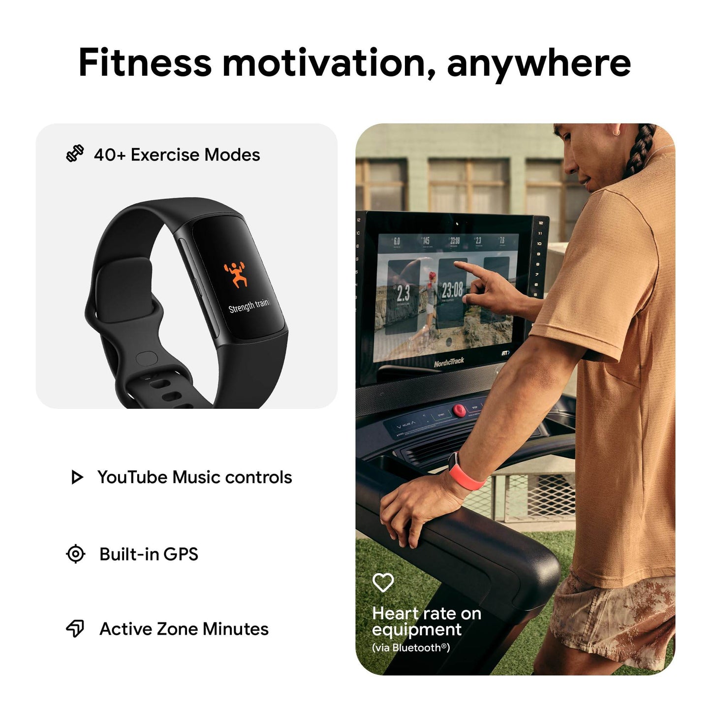 Fitbit Charge 6 Fitness Tracker with Google apps, Heart Rate on Exercise Equipment, 6 - Months Premium Membership Included, GPS, Health Tools and More, Obsidian/Black, One Size (S & L Bands Included) - FitLife - WellnessOasis