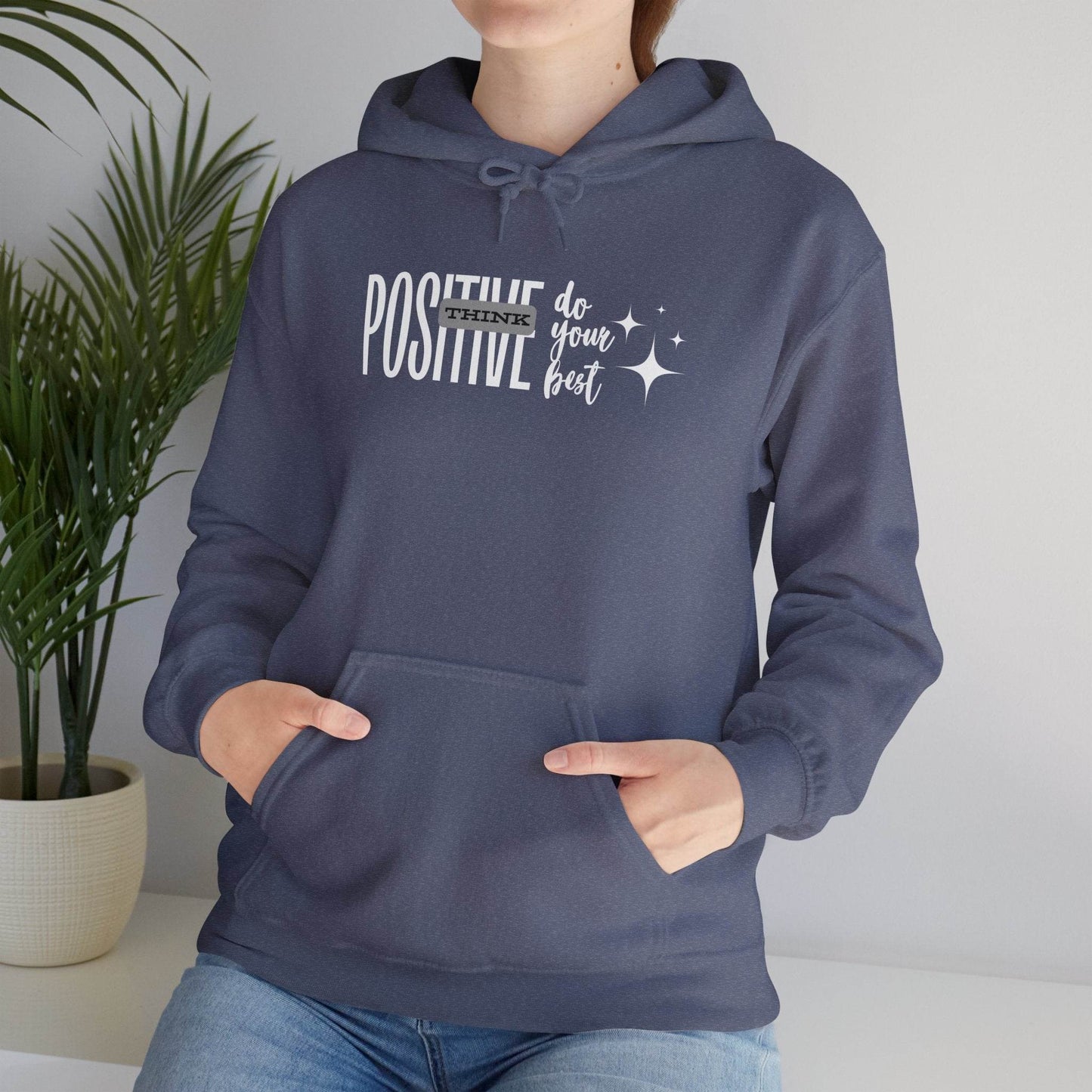 Hooded Sweatshirt Think Positive - FitLife - WellnessOasis