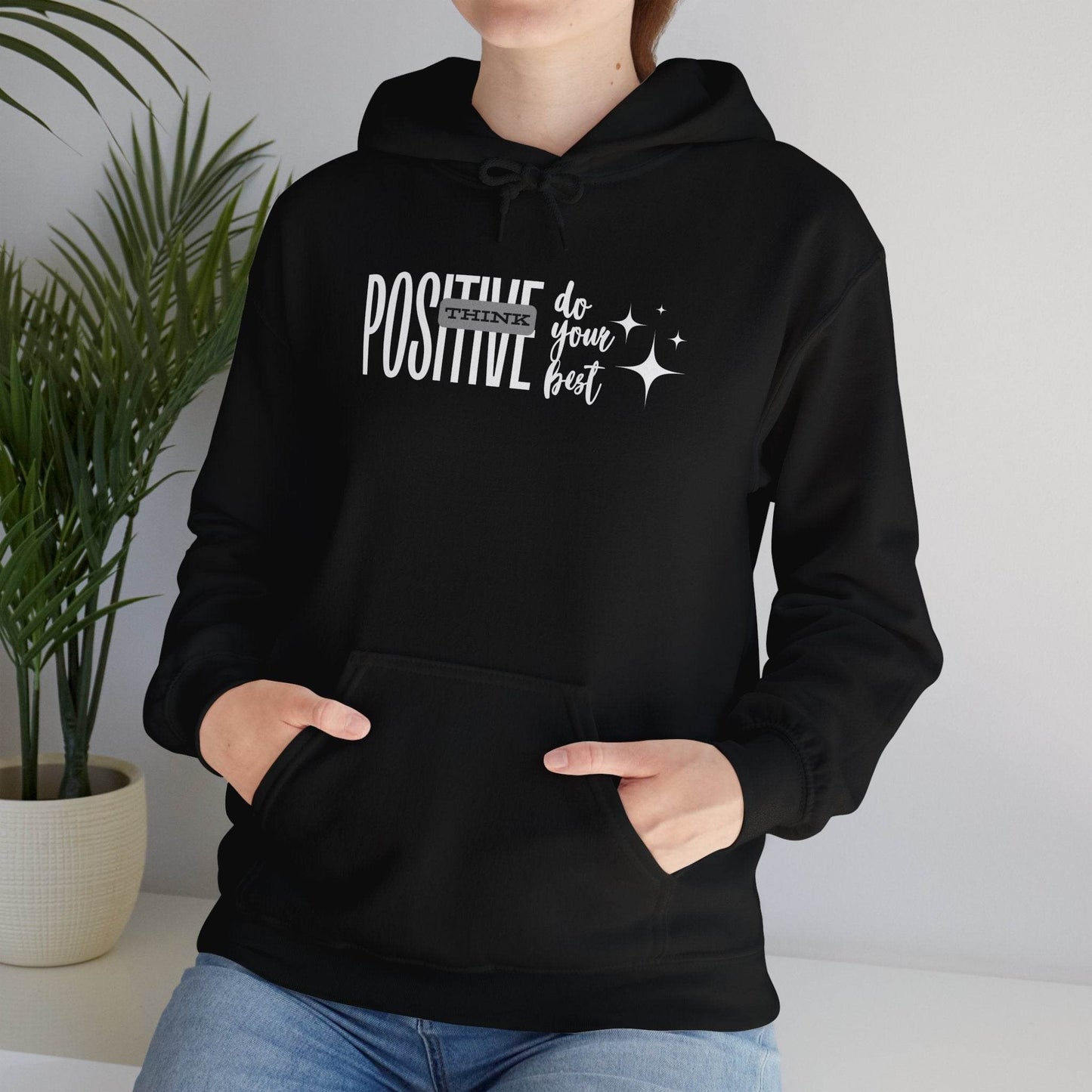 Hooded Sweatshirt Think Positive - FitLife - WellnessOasis