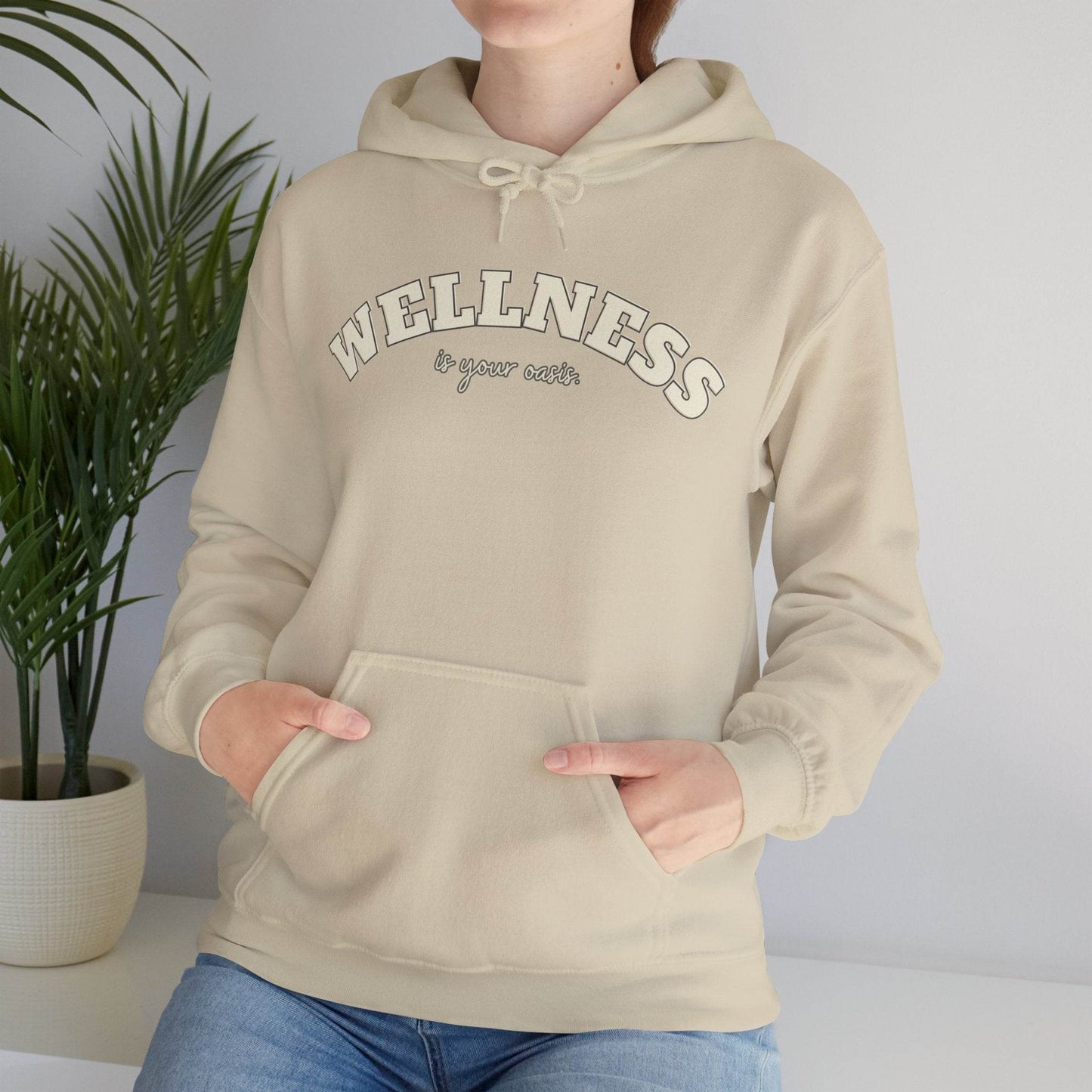 Hooded Sweatshirt with WELLNESS is your oasis - FitLife - WellnessOasis