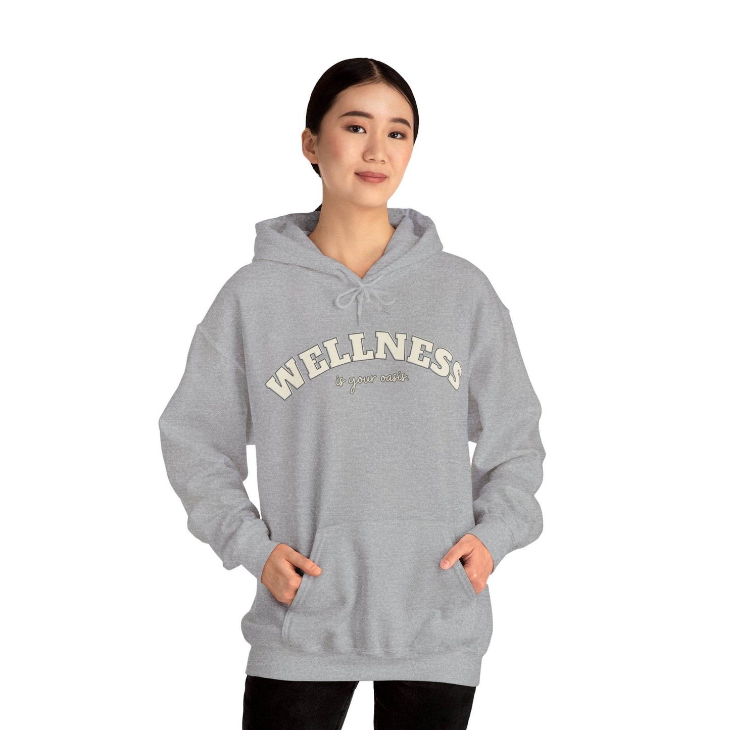 Hooded Sweatshirt with WELLNESS is your oasis - FitLife - WellnessOasis