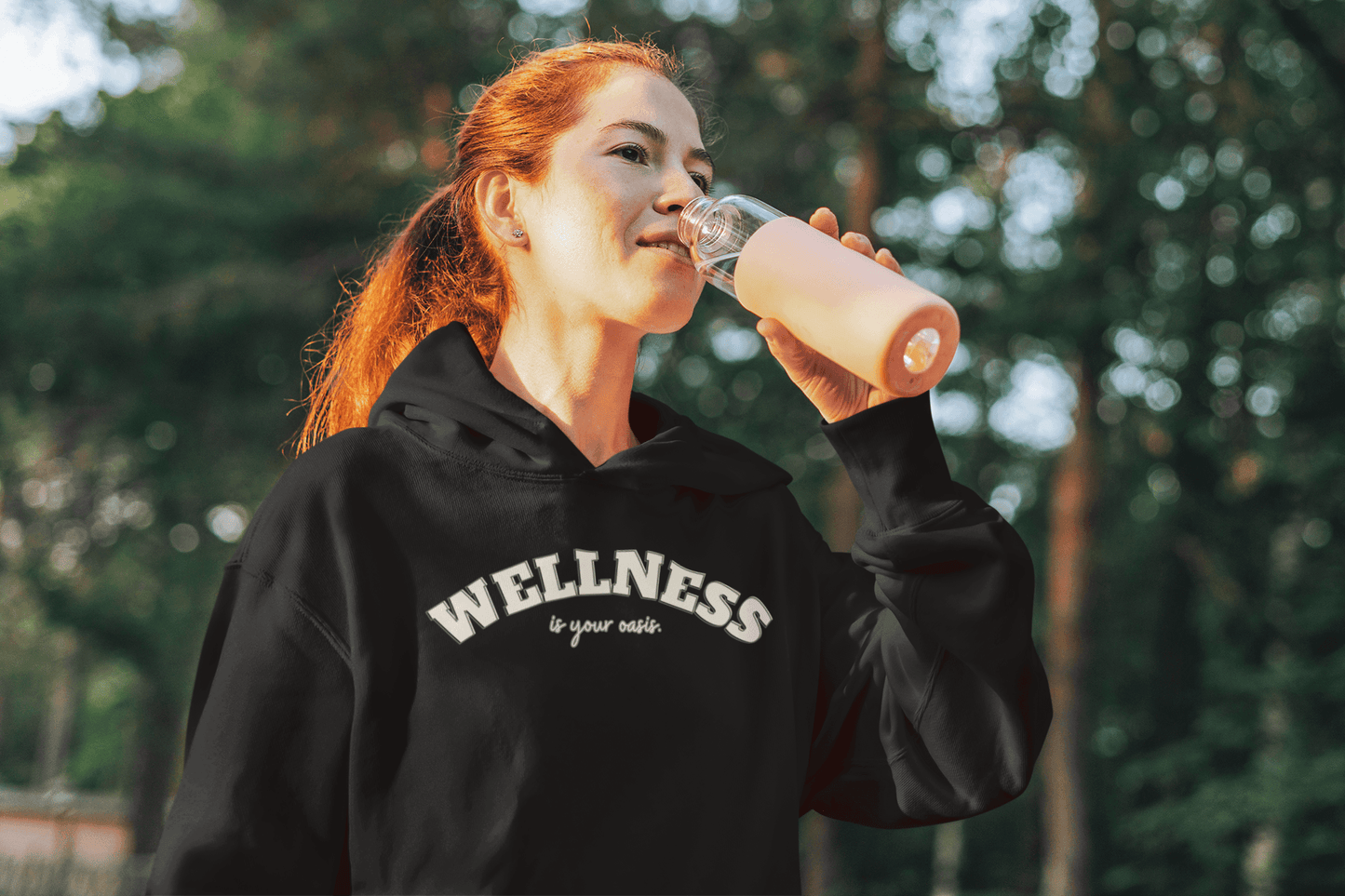Hooded Sweatshirt with WELLNESS is your oasis - FitLife - WellnessOasis