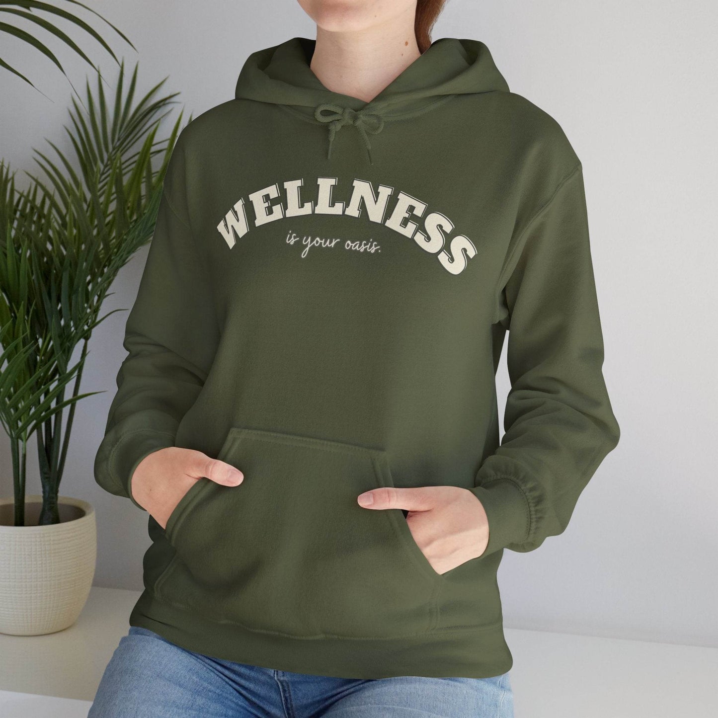Hooded Sweatshirt with WELLNESS is your oasis - FitLife - WellnessOasis