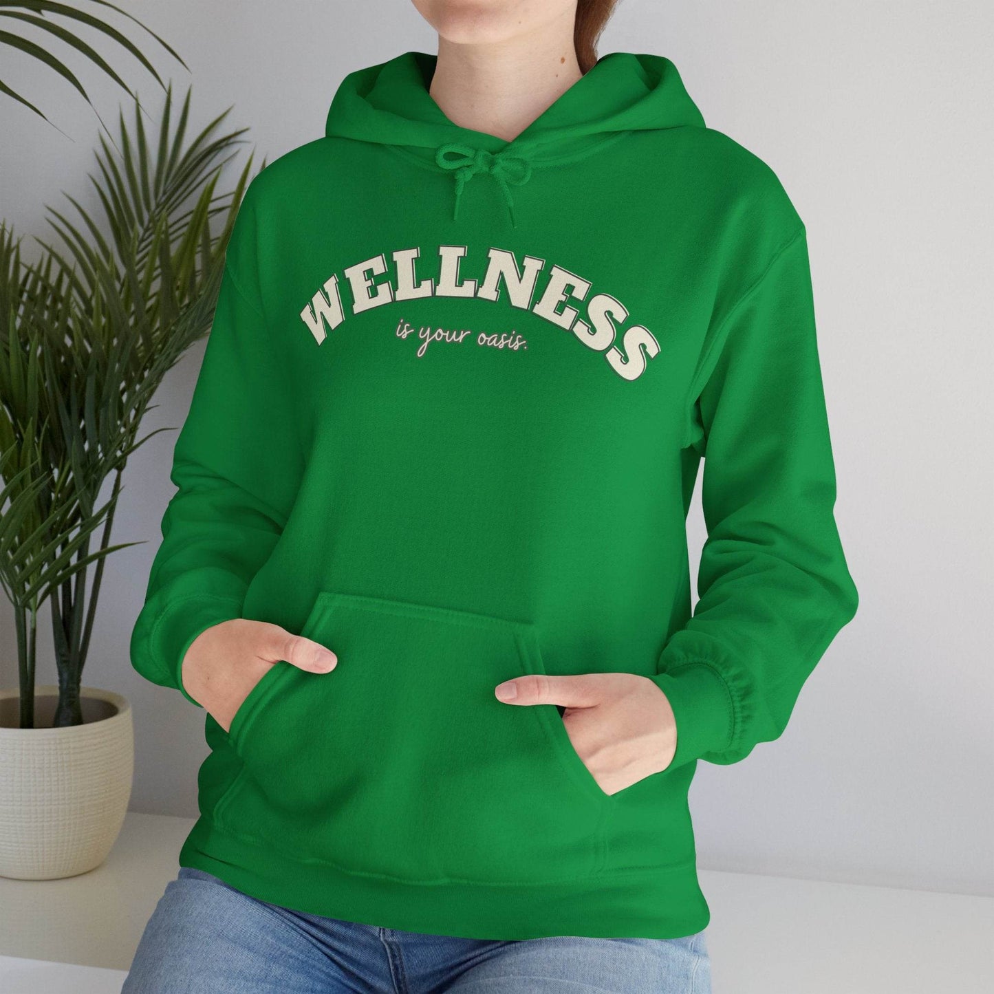 Hooded Sweatshirt with WELLNESS is your oasis - FitLife - WellnessOasis