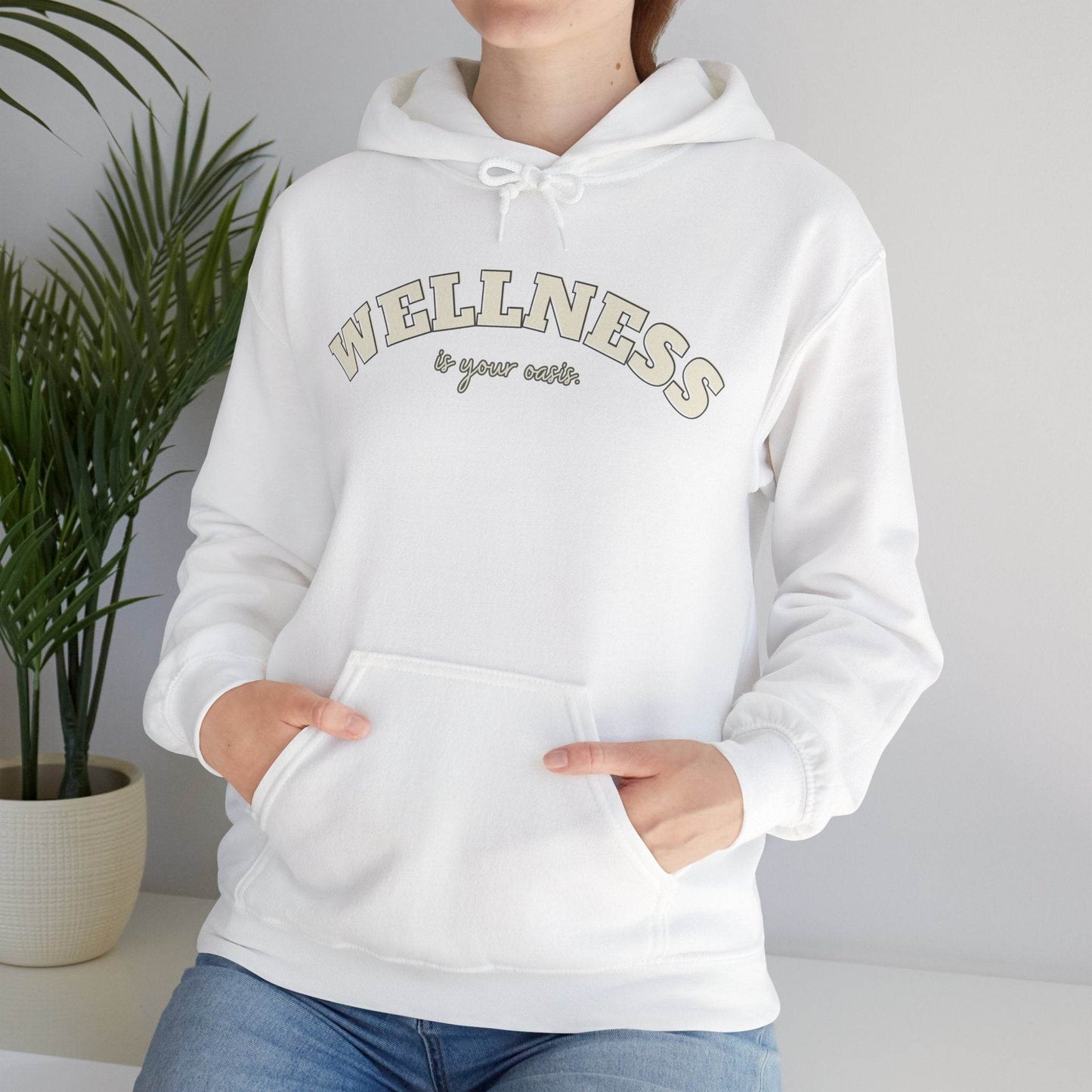 Hooded Sweatshirt with WELLNESS is your oasis - FitLife - WellnessOasis
