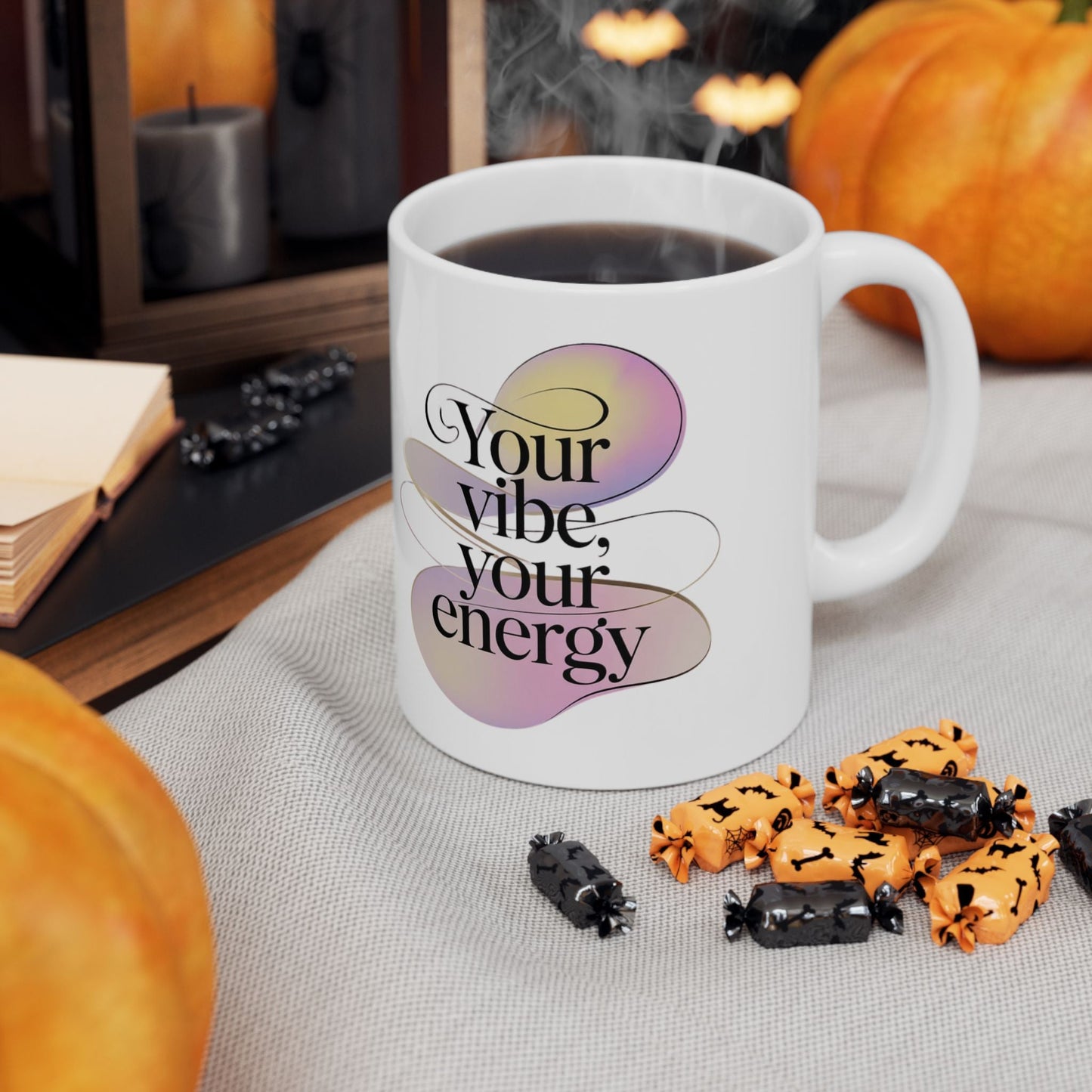 Inspirational Ceramic Mug - Your Vibe, Your Energy - FitLife - WellnessOasis