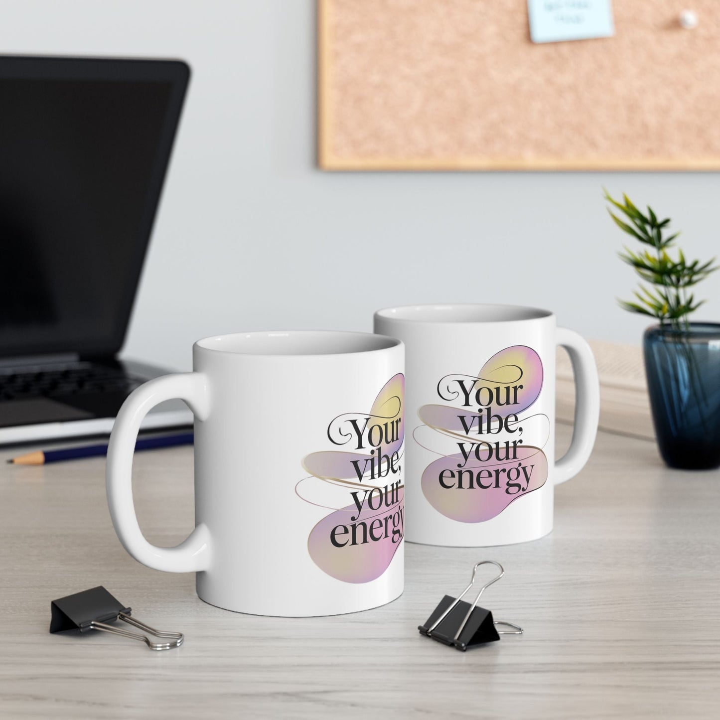 Inspirational Ceramic Mug - Your Vibe, Your Energy - FitLife - WellnessOasis