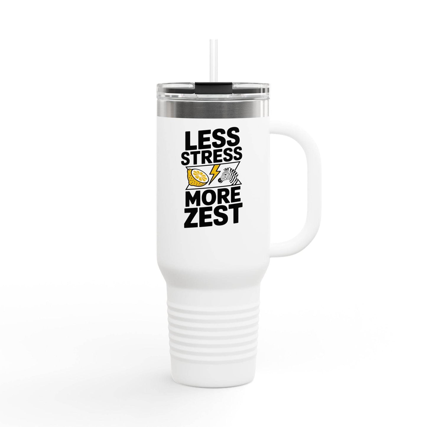 Less Stress More Zest Insulated 40oz Travel Mug - FitLife - WellnessOasis