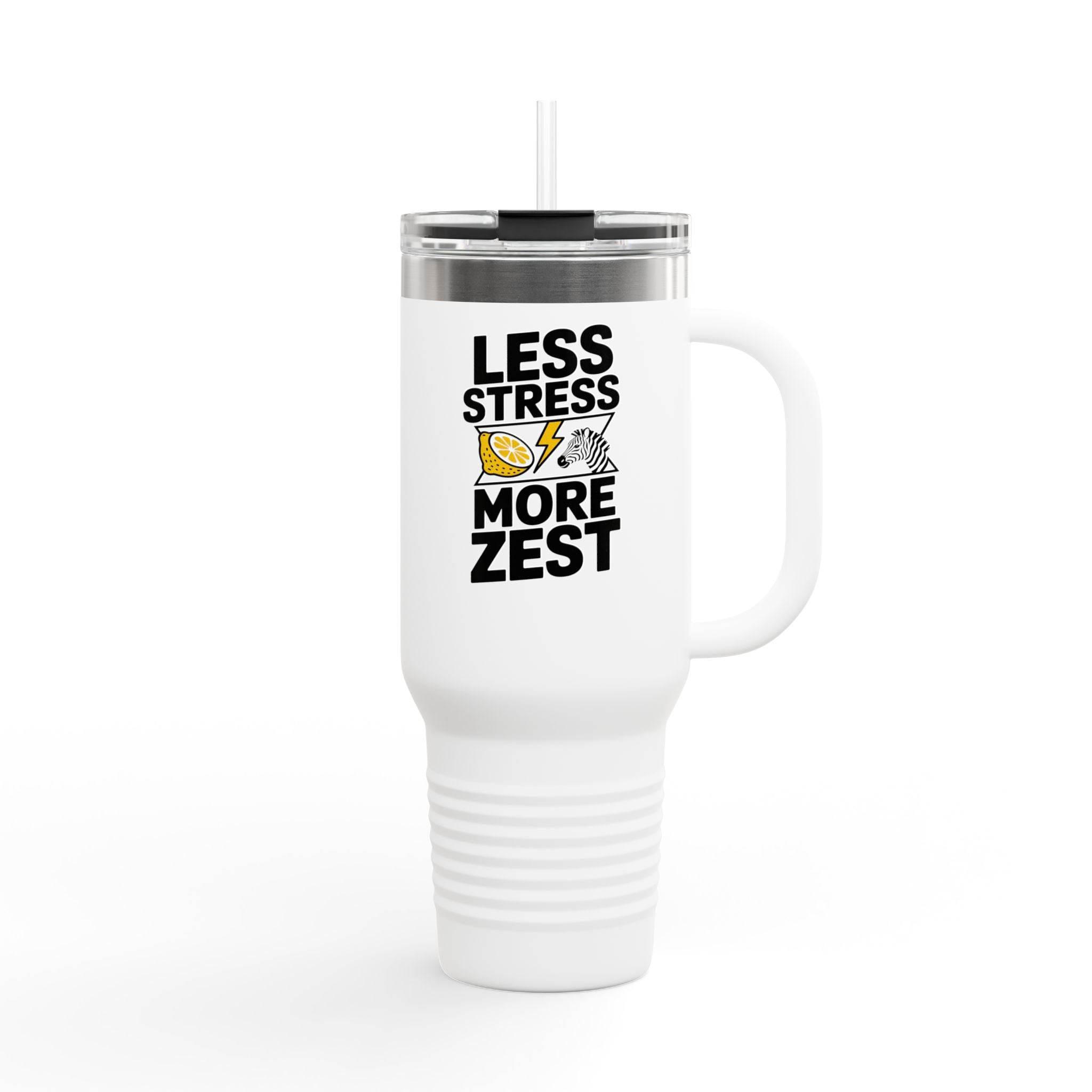 Less Stress More Zest Insulated 40oz Travel Mug - FitLife - WellnessOasis