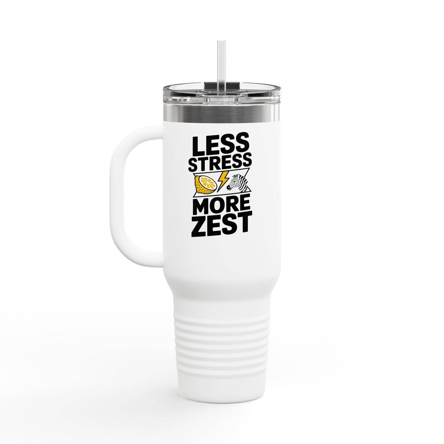 Less Stress More Zest Insulated 40oz Travel Mug - FitLife - WellnessOasis