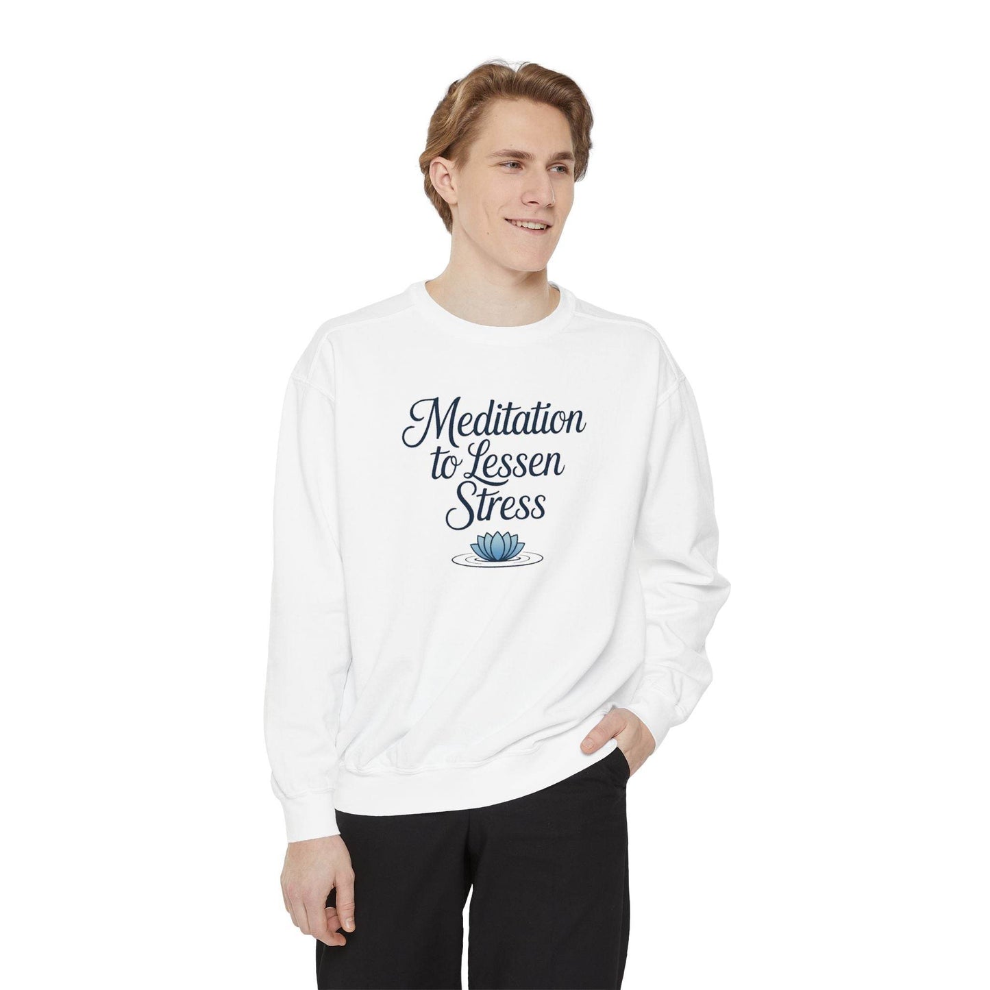 Meditation to Lessen Stress Sweatshirt - FitLife - WellnessOasis