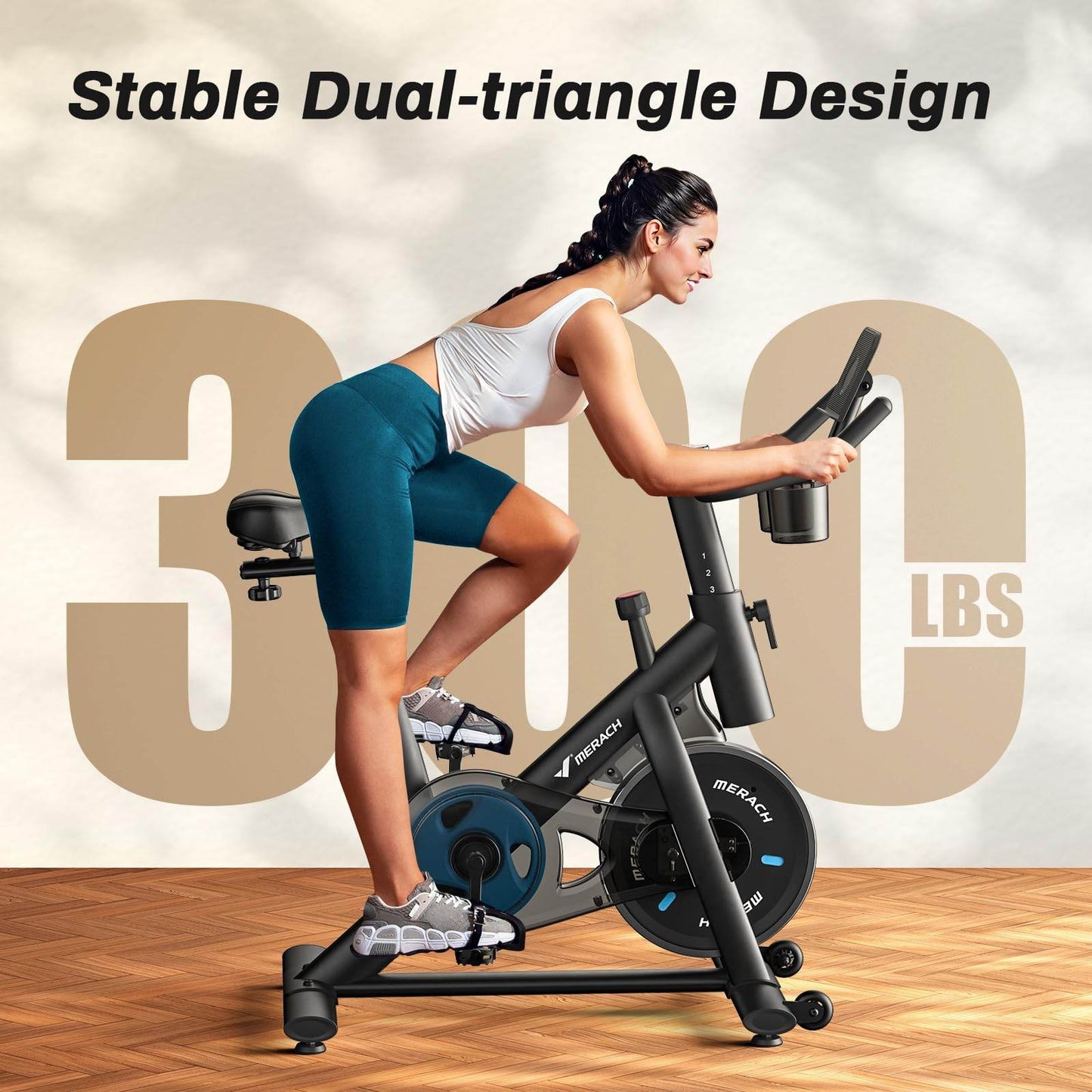 MERACH Exercise Bike, Brake Pad Stationary Bike with Exclusive App, Low Noise Indoor Cycling Bike with 300lbs Weight Capacity, Tablet Mount and Fitness Courses for Weight Loss - FitLife - WellnessOasis