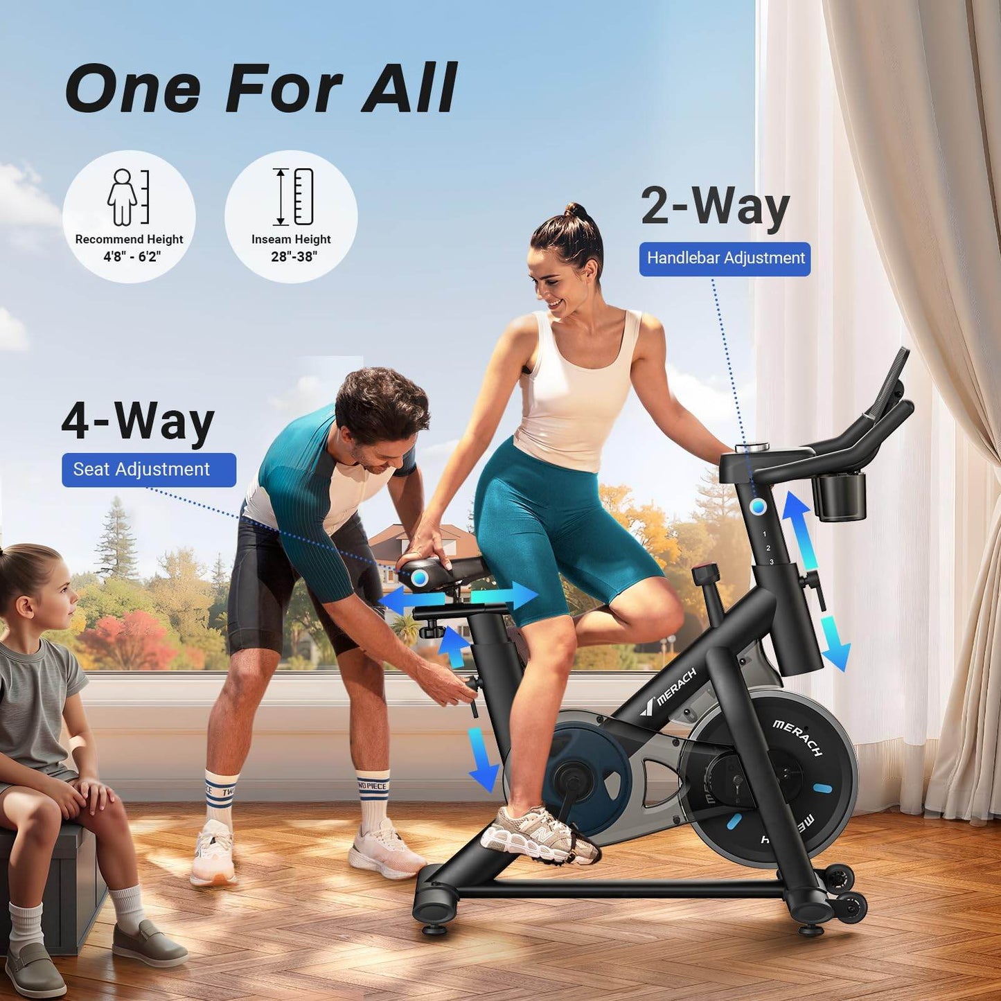 MERACH Exercise Bike, Brake Pad Stationary Bike with Exclusive App, Low Noise Indoor Cycling Bike with 300lbs Weight Capacity, Tablet Mount and Fitness Courses for Weight Loss - FitLife - WellnessOasis