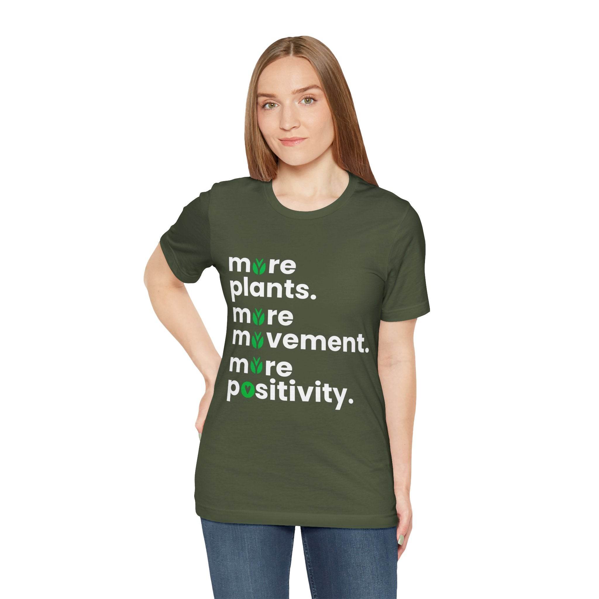 More Plants More Movement T-Shirt – Wellness & Positive Vibes Tee - FitLife - WellnessOasis