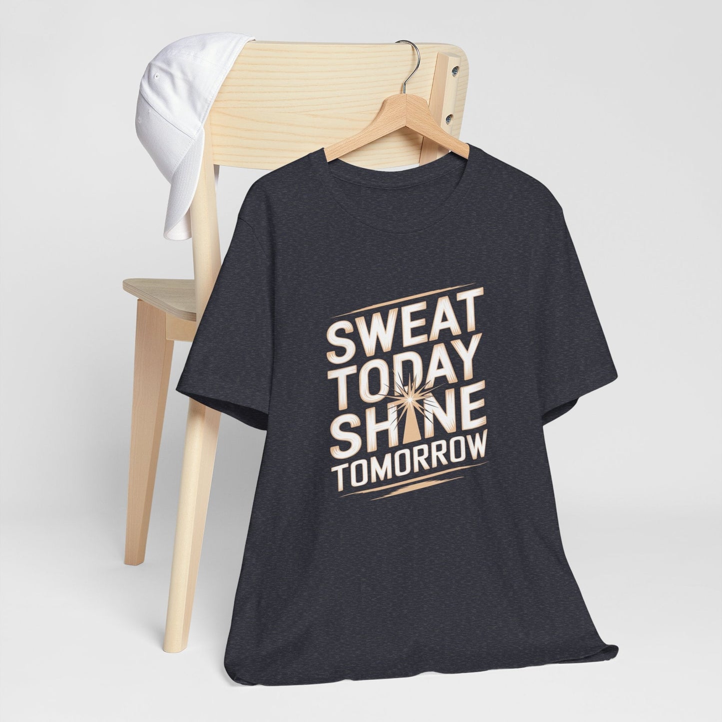 Motivational Fitness Tee - Sweat Today, Shine Tomorrow - FitLife - WellnessOasis