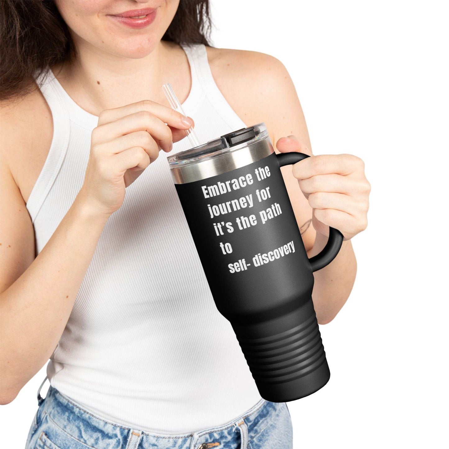 Motivational Insulated Travel Mug - 40oz Embrace the Journey - FitLife - WellnessOasis