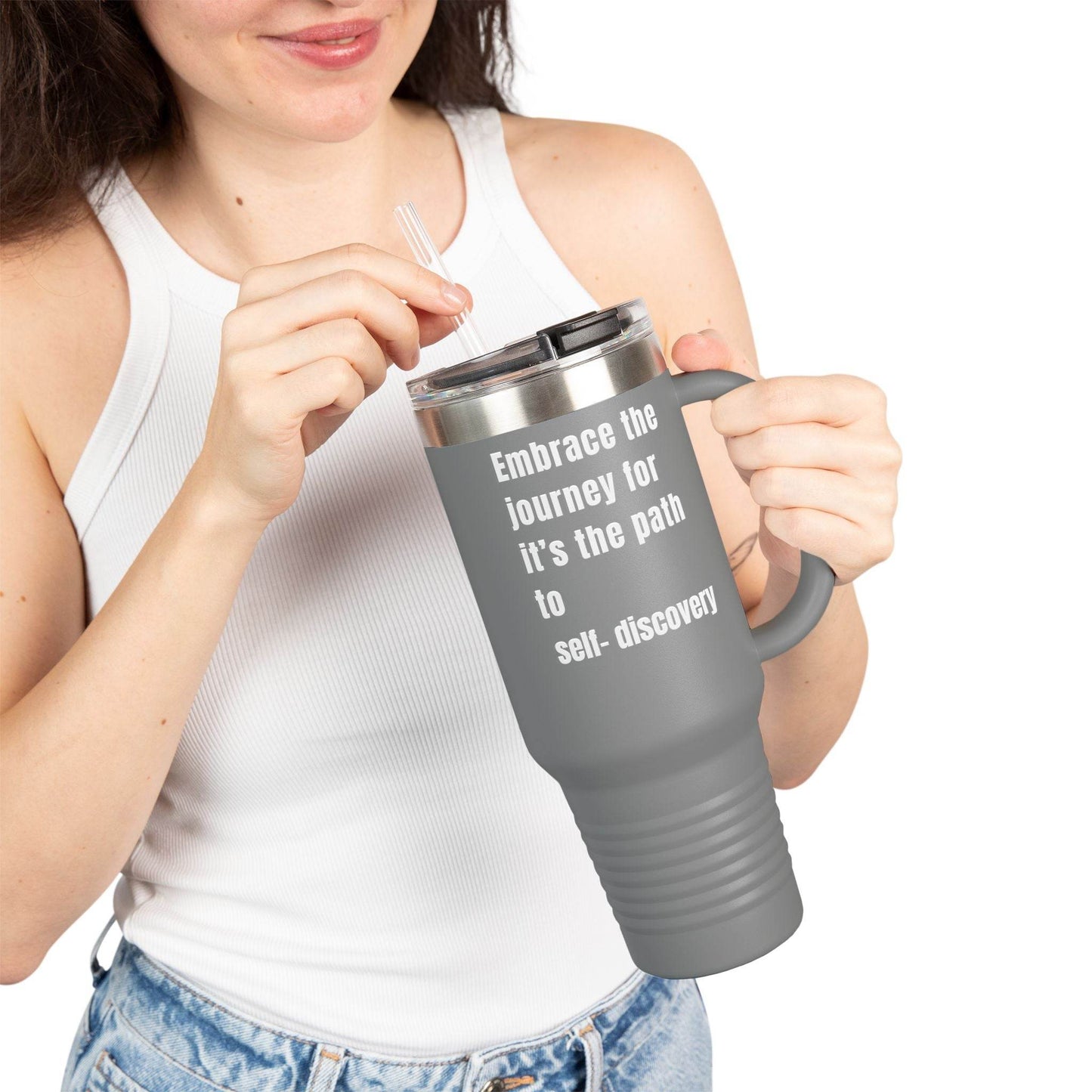 Motivational Insulated Travel Mug - 40oz Embrace the Journey - FitLife - WellnessOasis