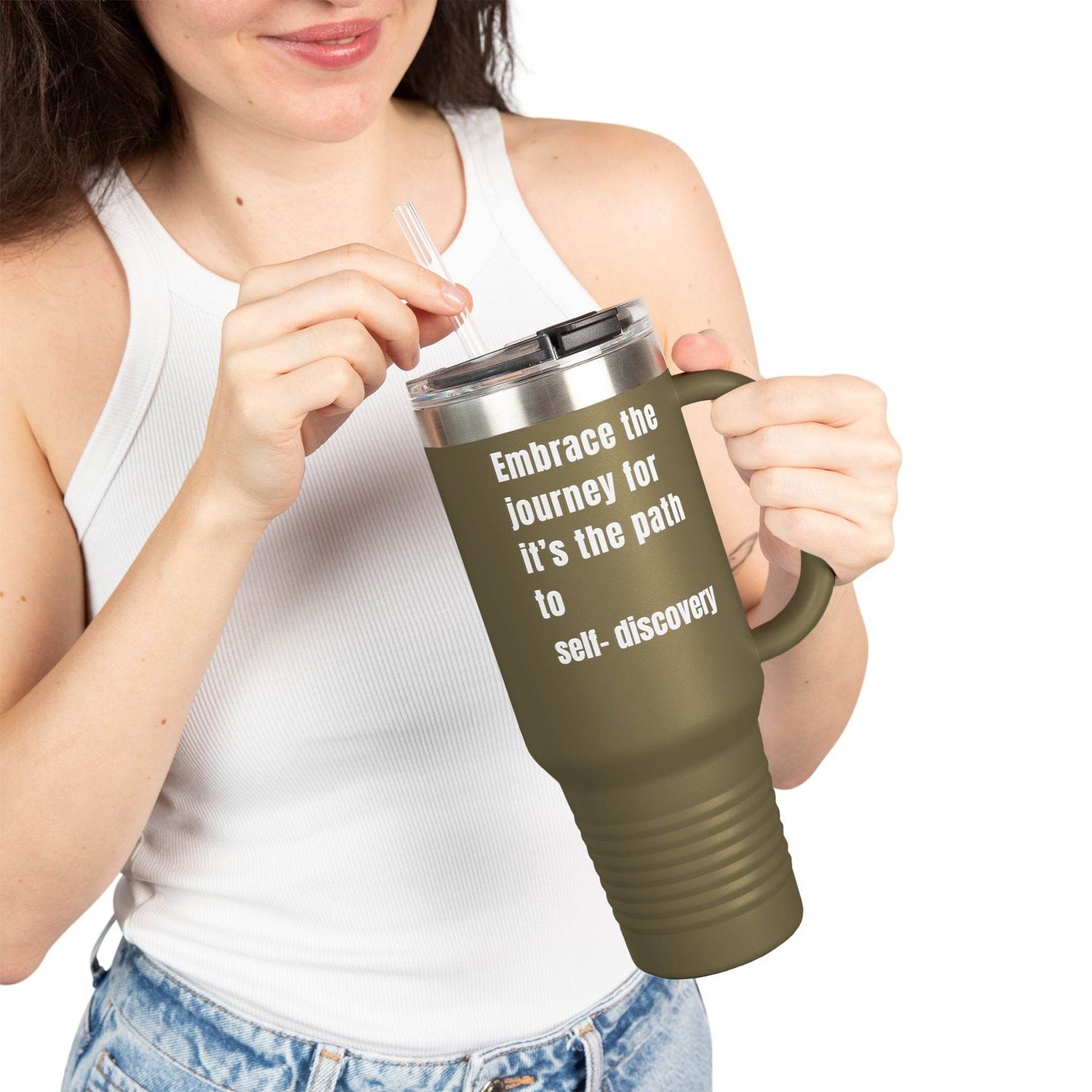 Motivational Insulated Travel Mug - 40oz Embrace the Journey - FitLife - WellnessOasis