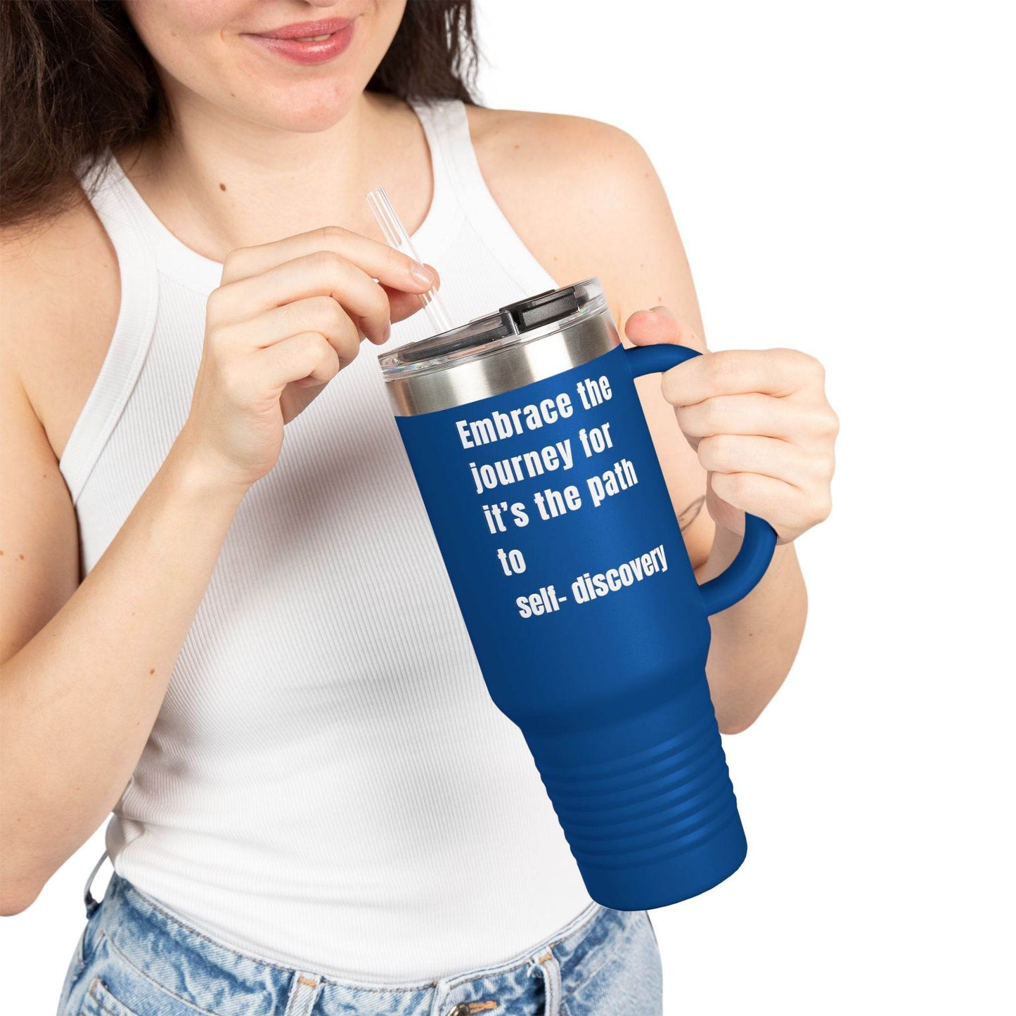 Motivational Insulated Travel Mug - 40oz Embrace the Journey - FitLife - WellnessOasis