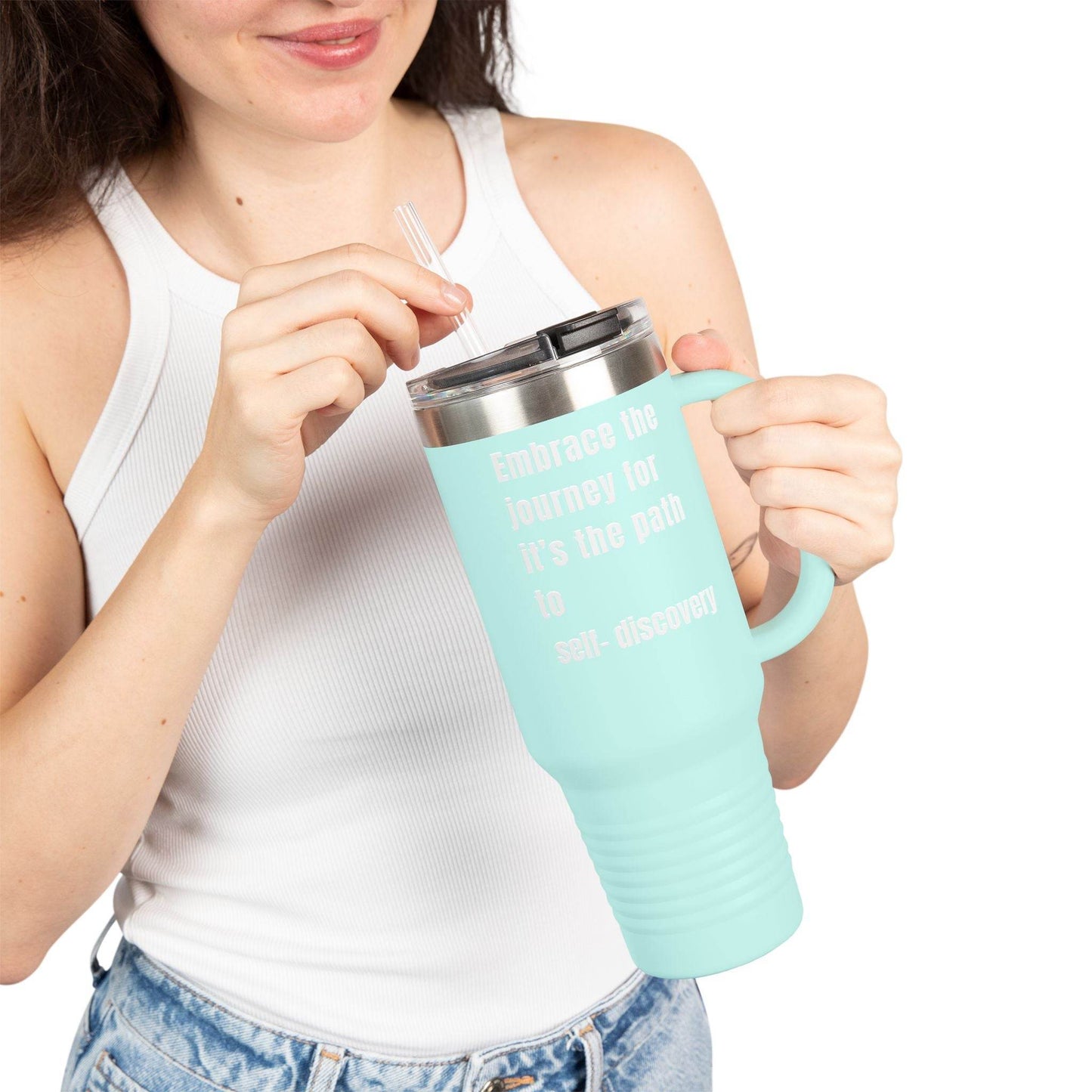 Motivational Insulated Travel Mug - 40oz Embrace the Journey - FitLife - WellnessOasis