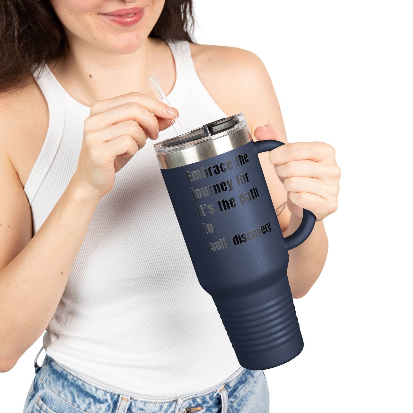 Motivational Insulated Travel Mug - 40oz Embrace the Journey - FitLife - WellnessOasis