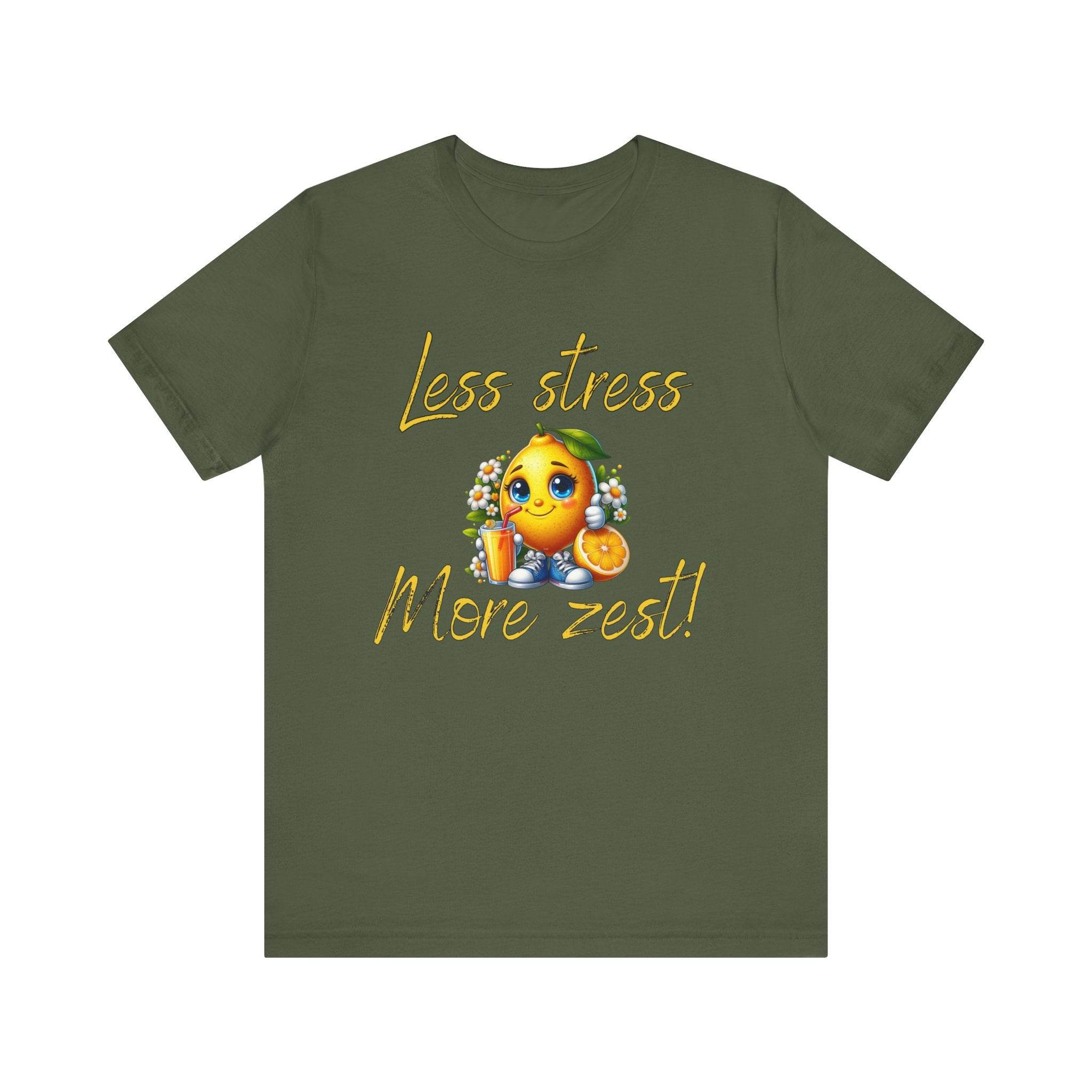 Motivational Zesty Tee - Less Stress More Zest! - FitLife - WellnessOasis