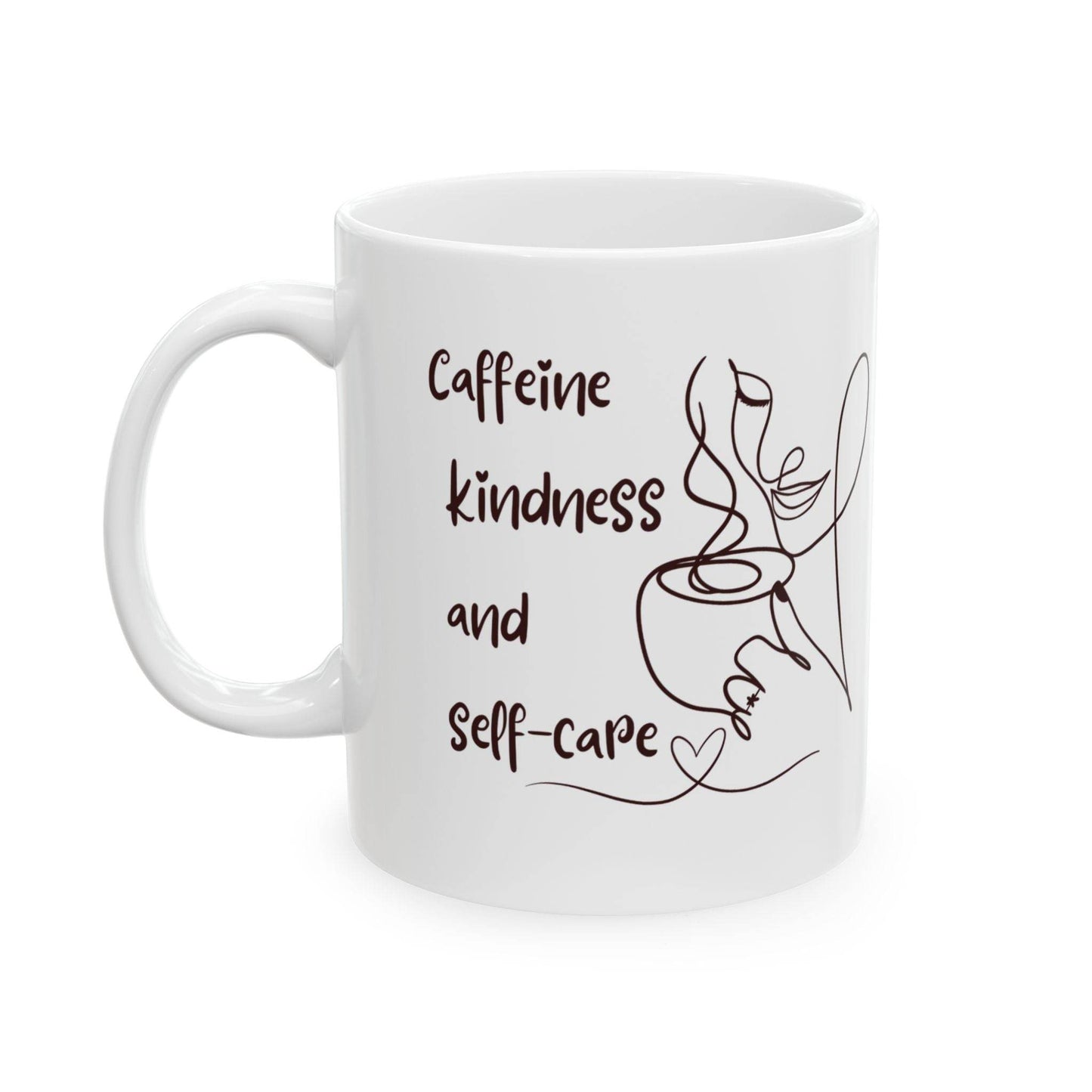 Mug Caffeine Kindness and Self - care - FitLife - WellnessOasis