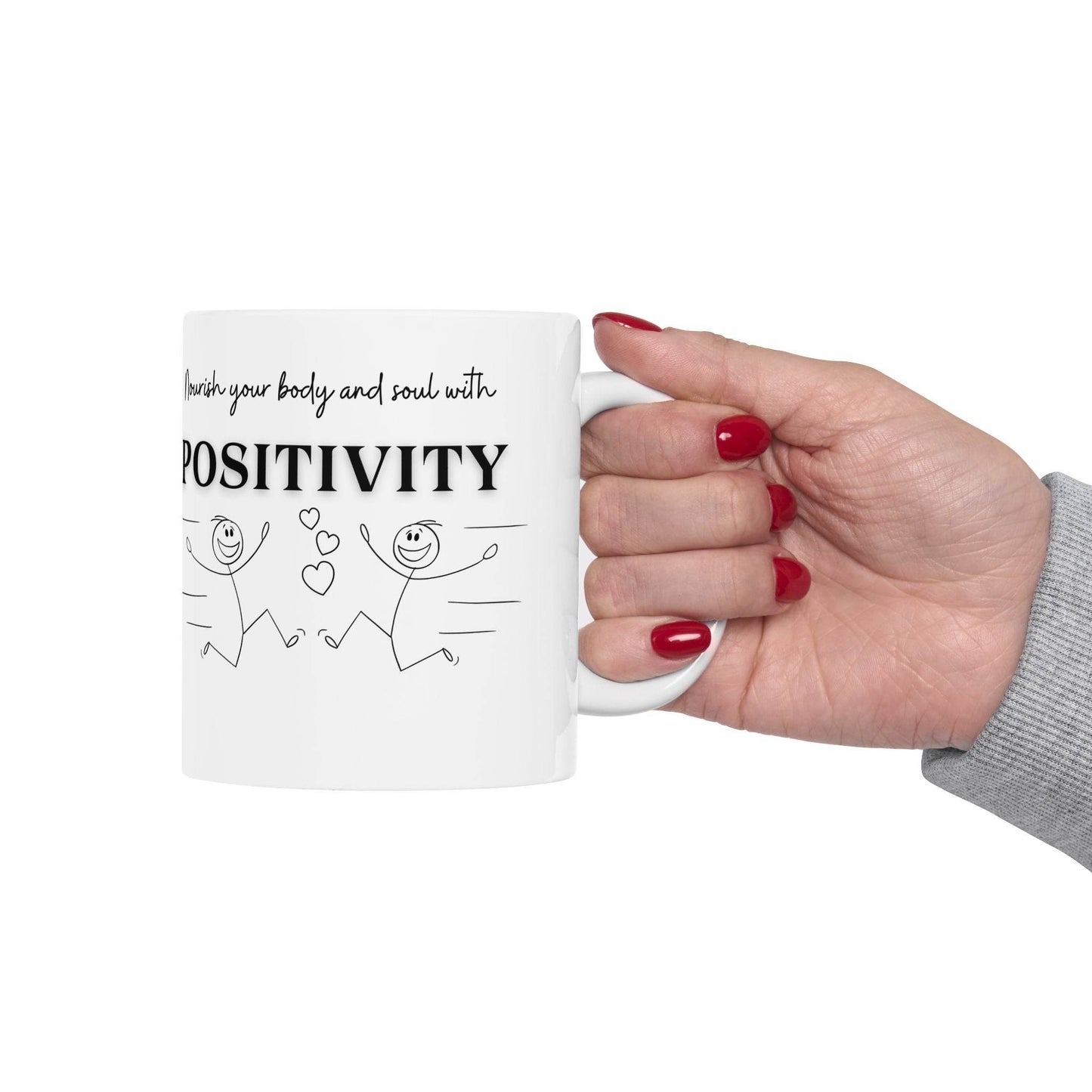 Mug - Positive Quote with Happy Drawing Elements - FitLife - WellnessOasis