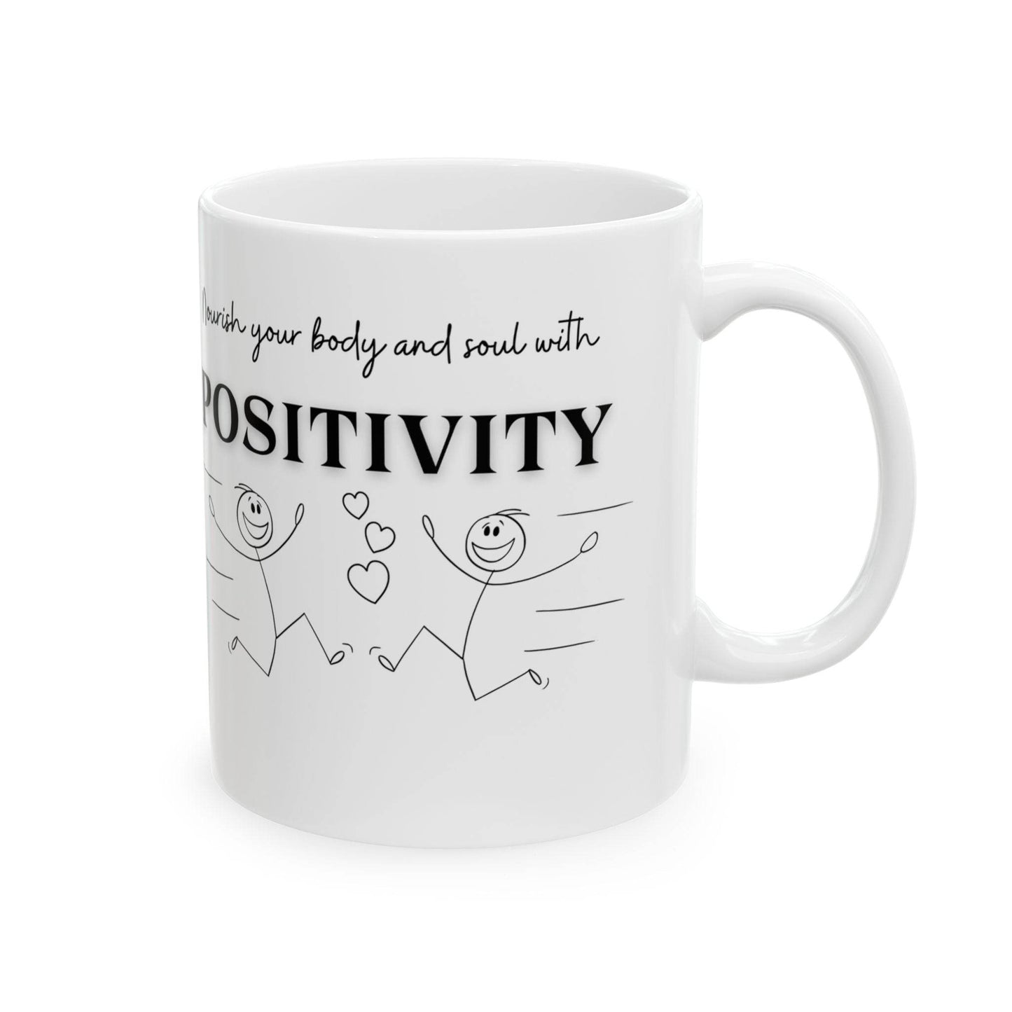 Mug - Positive Quote with Happy Drawing Elements - FitLife - WellnessOasis