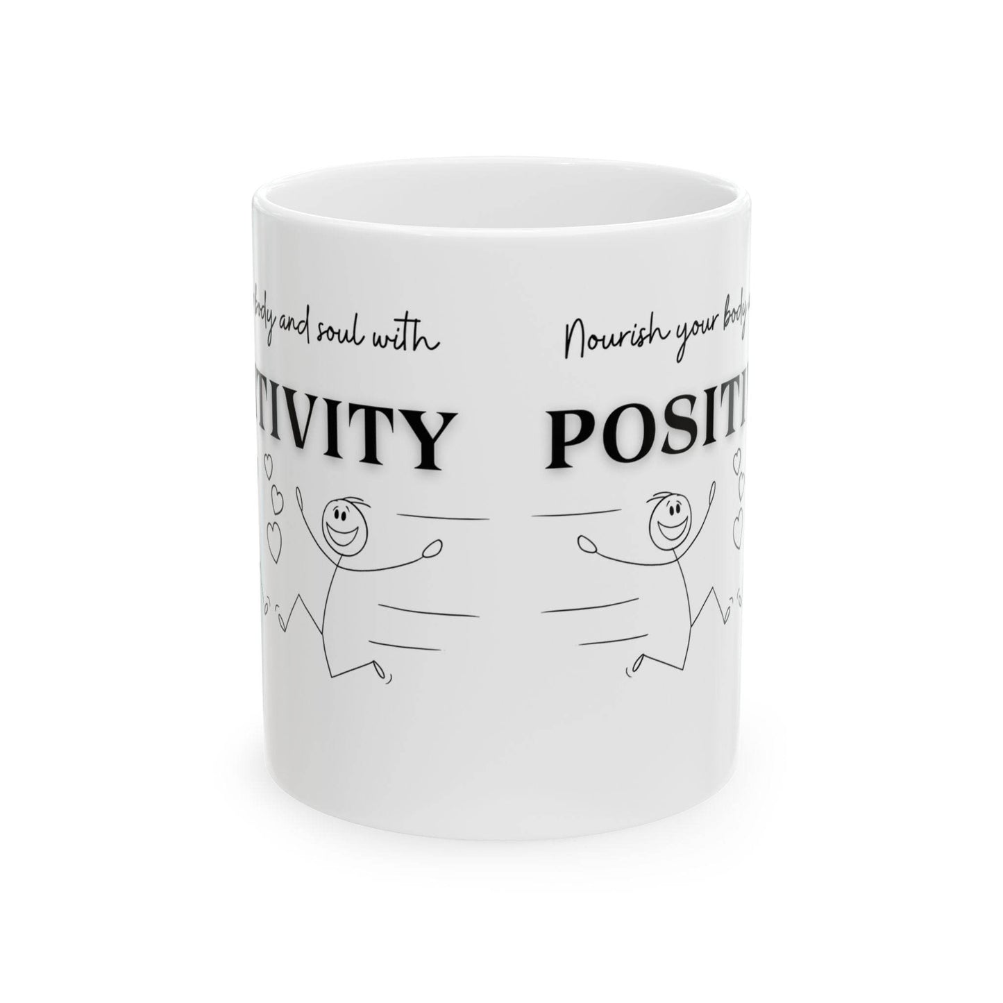 Mug - Positive Quote with Happy Drawing Elements - FitLife - WellnessOasis