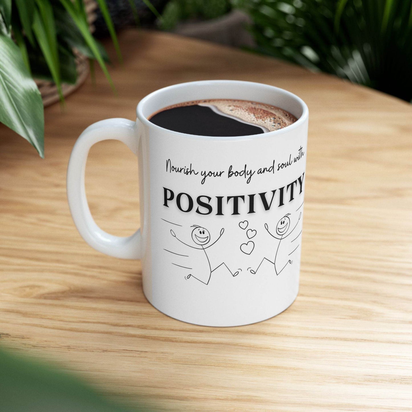 Mug - Positive Quote with Happy Drawing Elements - FitLife - WellnessOasis