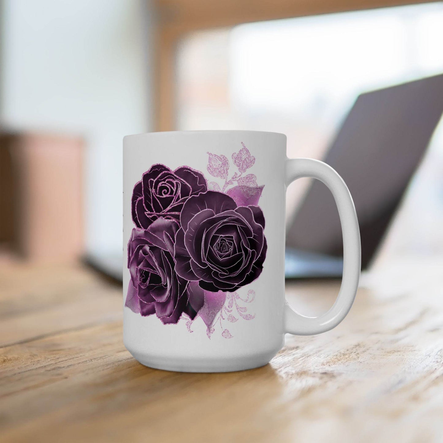 Mug with Purple Rose Design & Dream Big Sip Often - FitLife - WellnessOasis