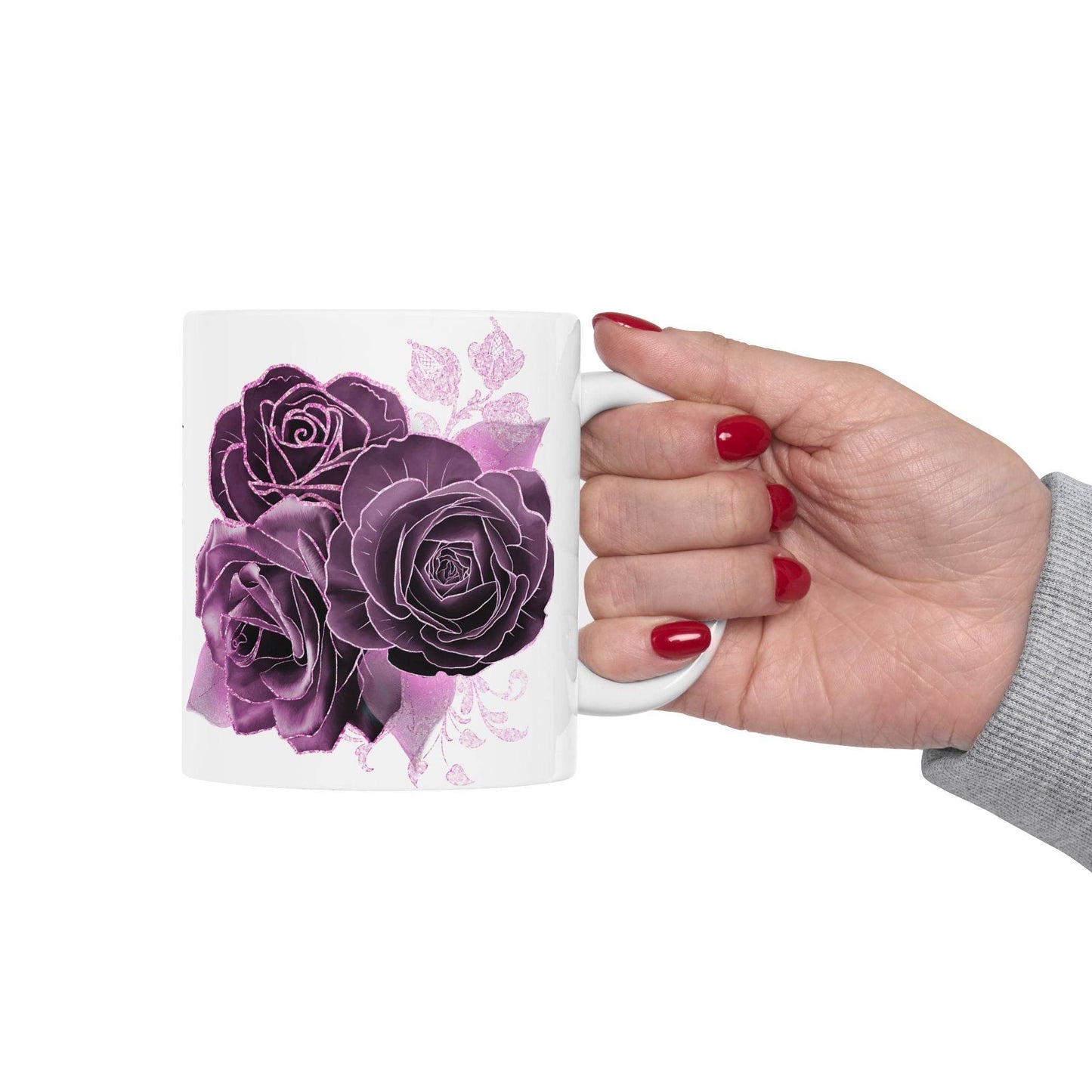 Mug with Purple Rose Design & Dream Big Sip Often - FitLife - WellnessOasis