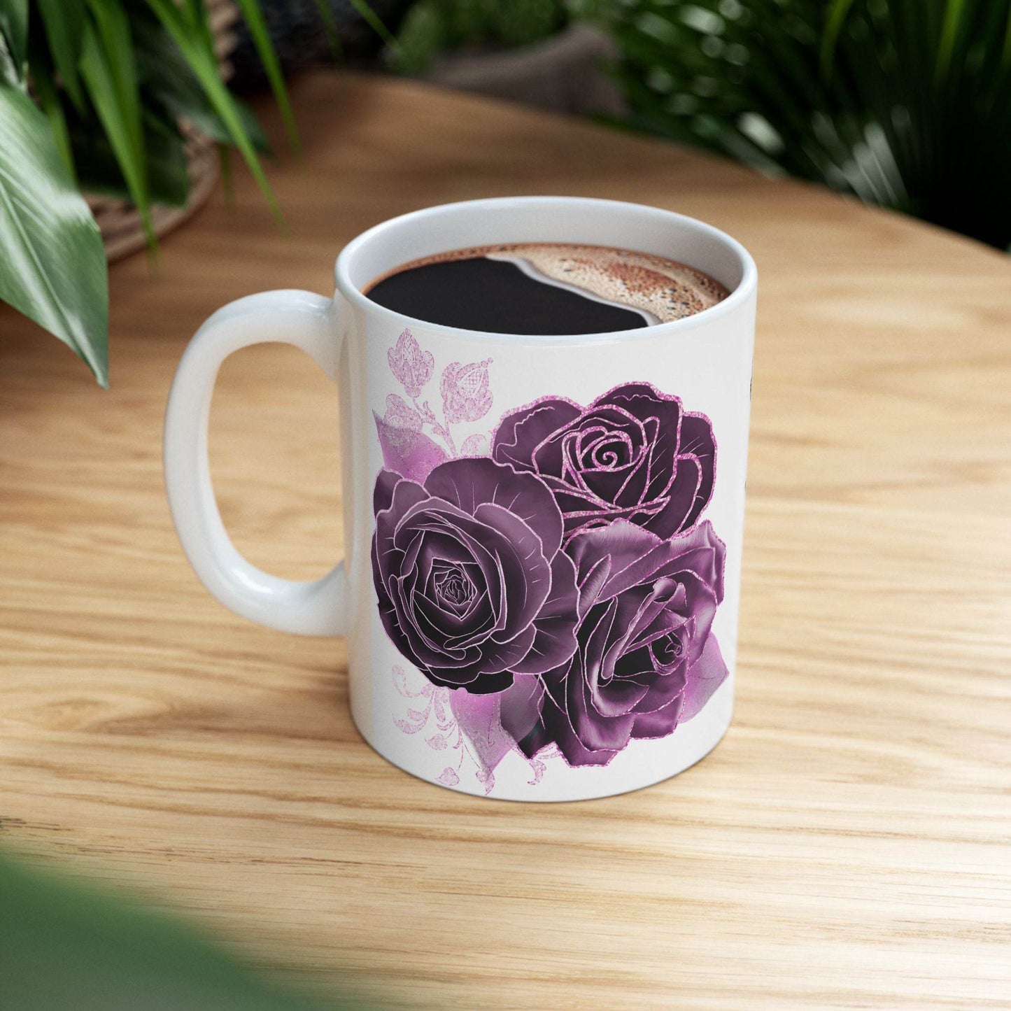 Mug with Purple Rose Design & Dream Big Sip Often - FitLife - WellnessOasis