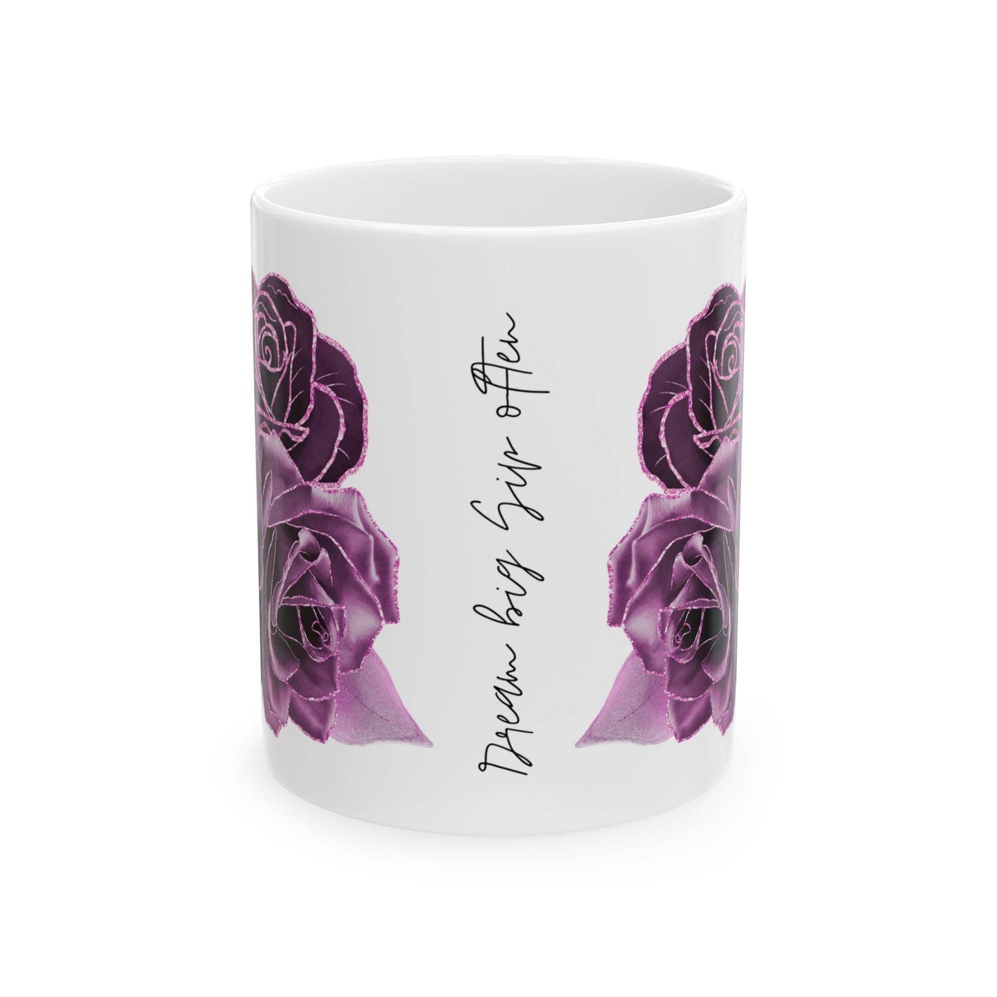 Mug with Purple Rose Design & Dream Big Sip Often - FitLife - WellnessOasis