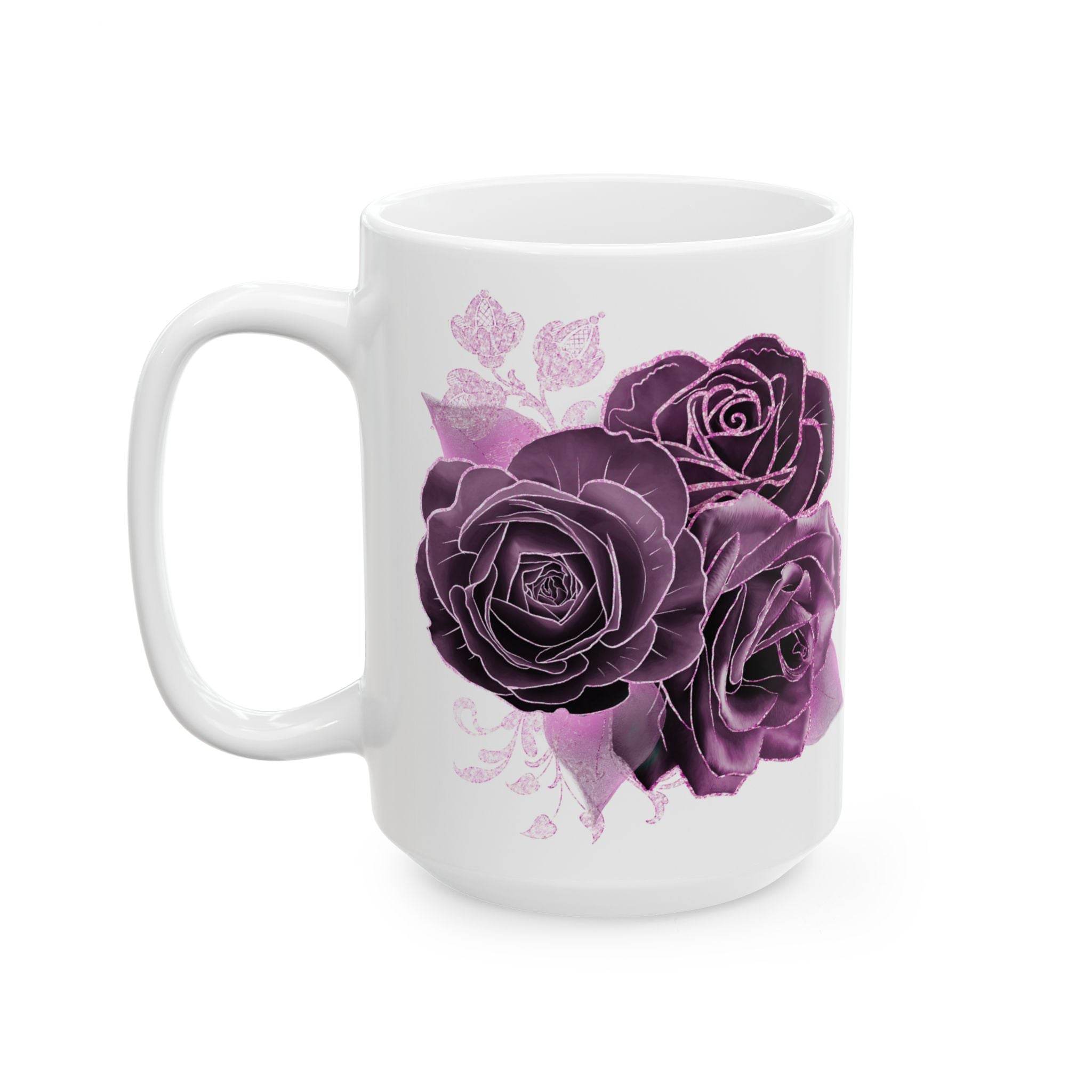 Mug with Purple Rose Design & Dream Big Sip Often - FitLife - WellnessOasis