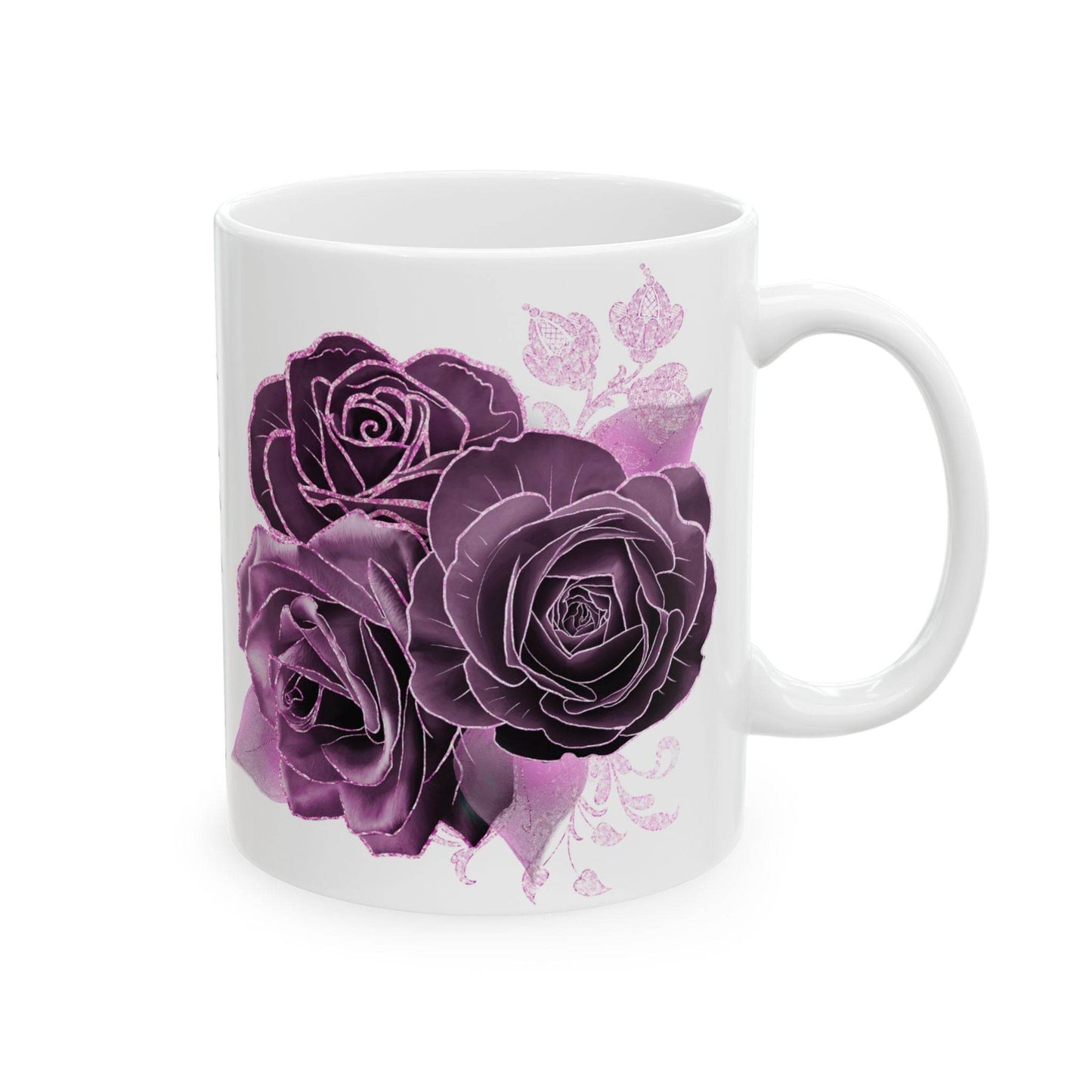 Mug with Purple Rose Design & Dream Big Sip Often - FitLife - WellnessOasis