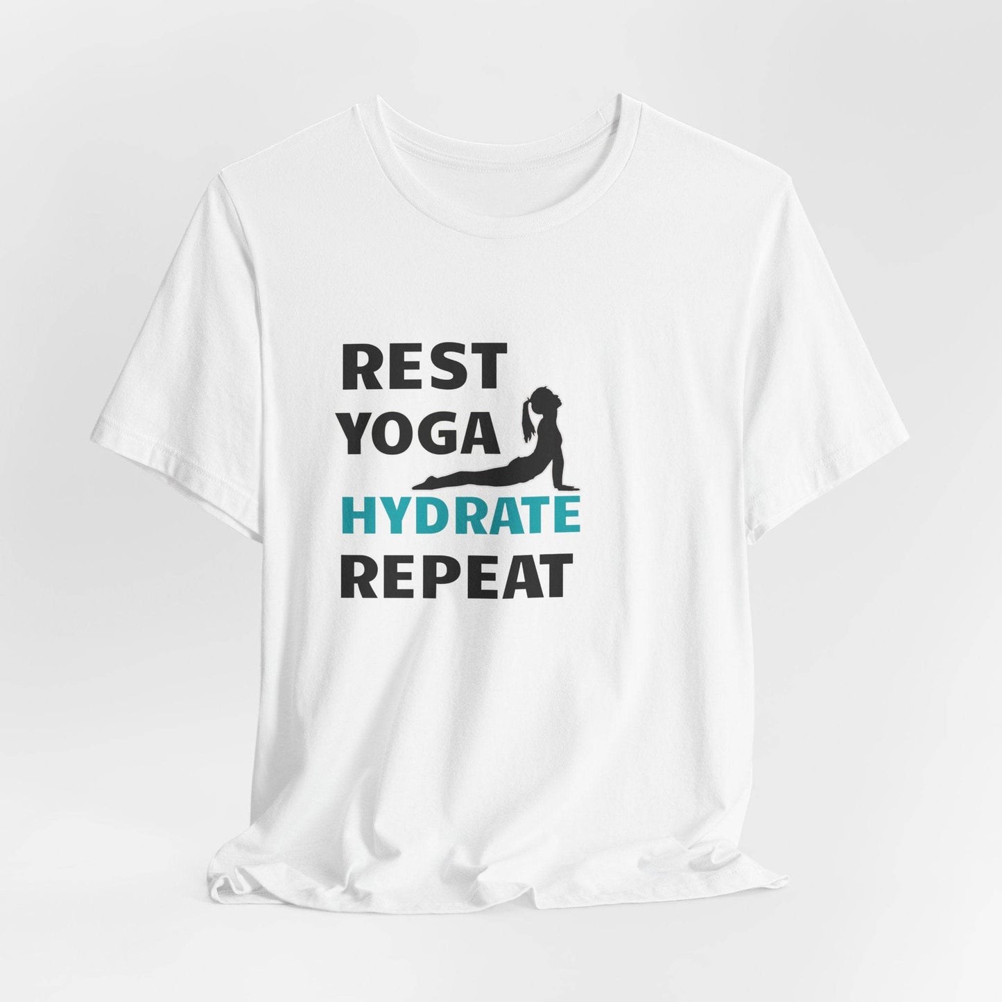 Rest, Yoga, Hydrate, Repeat T-Shirt - FitLife - WellnessOasis