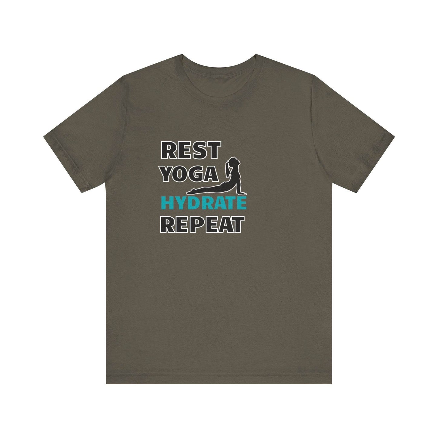 Rest, Yoga, Hydrate, Repeat T-Shirt - FitLife - WellnessOasis