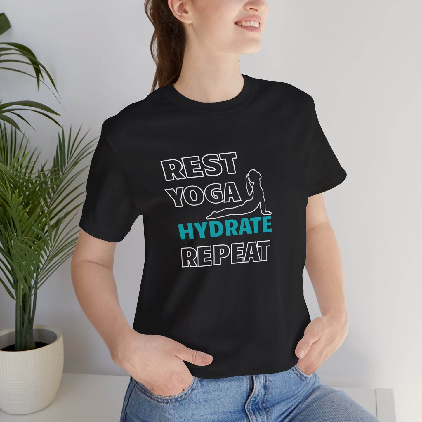 Rest, Yoga, Hydrate, Repeat T-Shirt - FitLife - WellnessOasis
