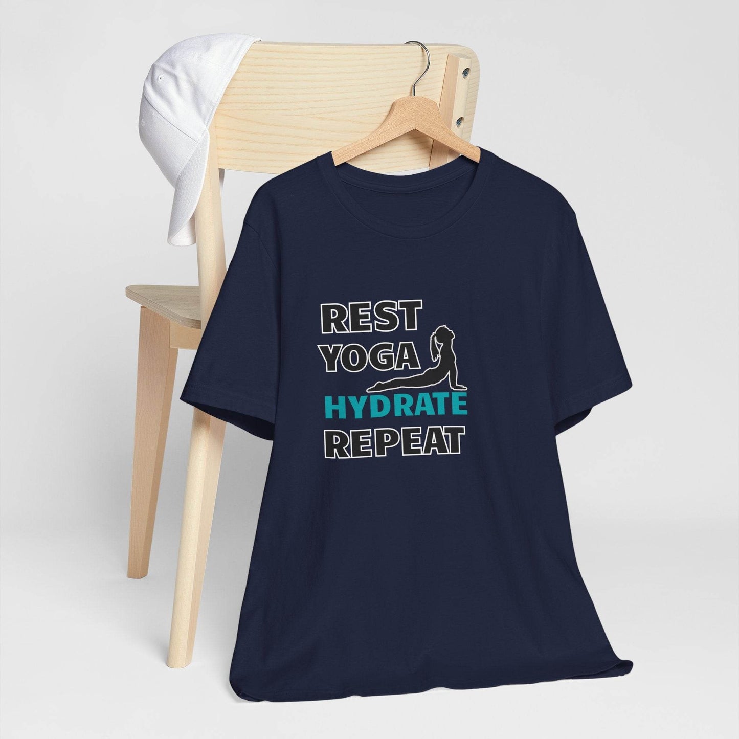 Rest, Yoga, Hydrate, Repeat T-Shirt - FitLife - WellnessOasis