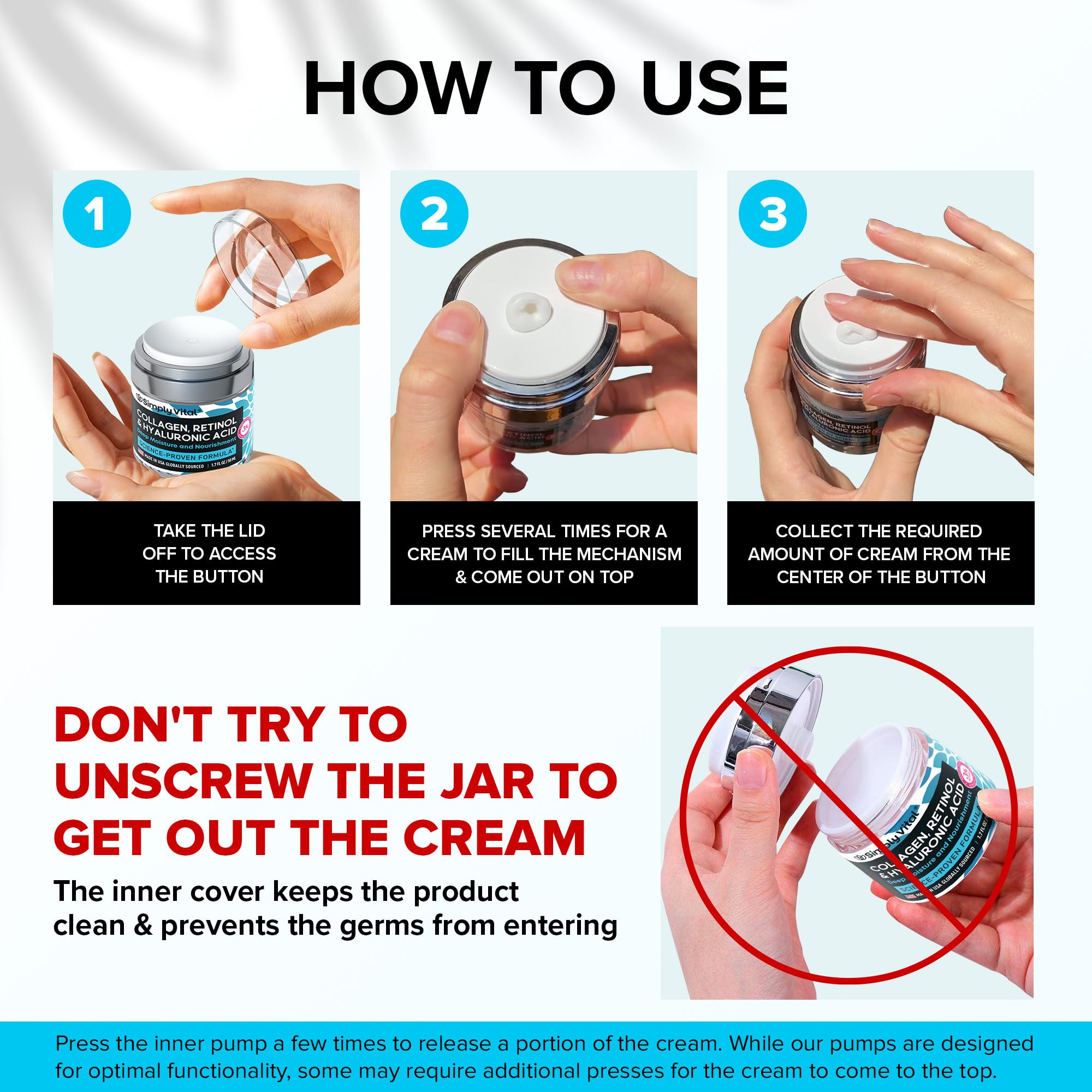 SimplyVital Collagen, Retinol & Hyaluronic Acid Cream - Anti - Aging Face Moisturizer for Face, Firming Skin Care Neck & Décolleté - Made in USA, Daily Moisturizer Face Cream Day & Night - 1.7 fl.oz. - FitLife - WellnessOasis