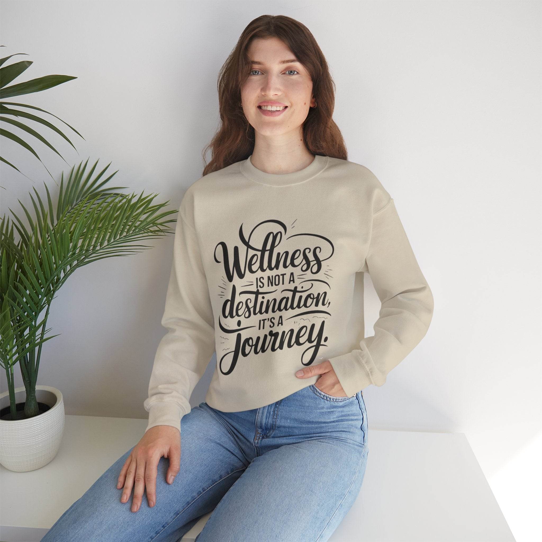 Wellness Is a Journey Crewneck – Motivational Self - Care Sweatshirt - FitLife - WellnessOasis
