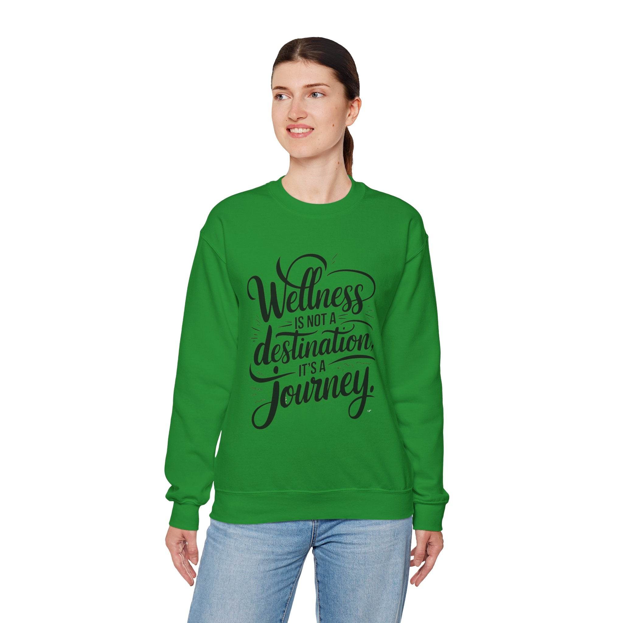 Wellness Is a Journey Crewneck – Motivational Self - Care Sweatshirt - FitLife - WellnessOasis