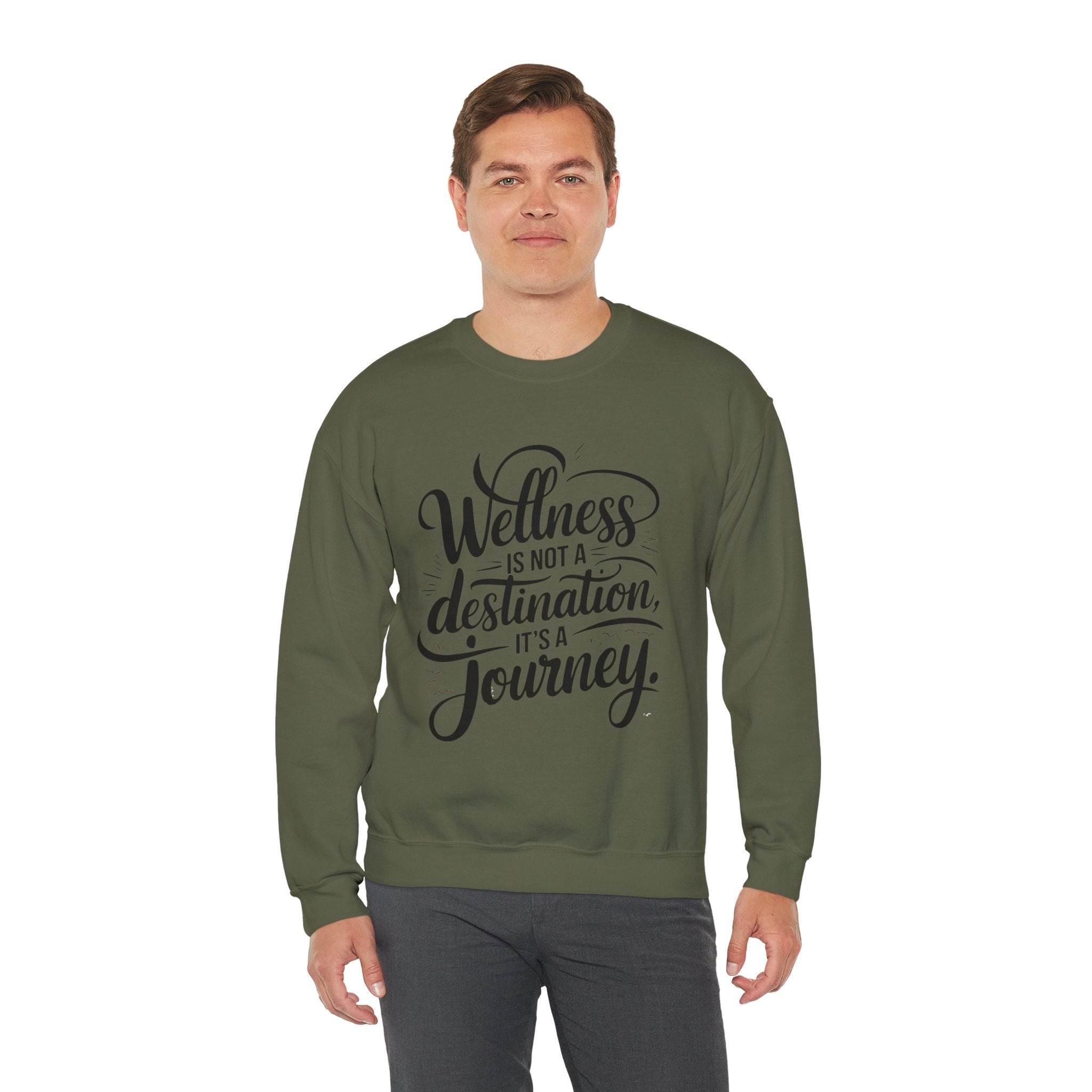 Wellness Is a Journey Crewneck – Motivational Self - Care Sweatshirt - FitLife - WellnessOasis