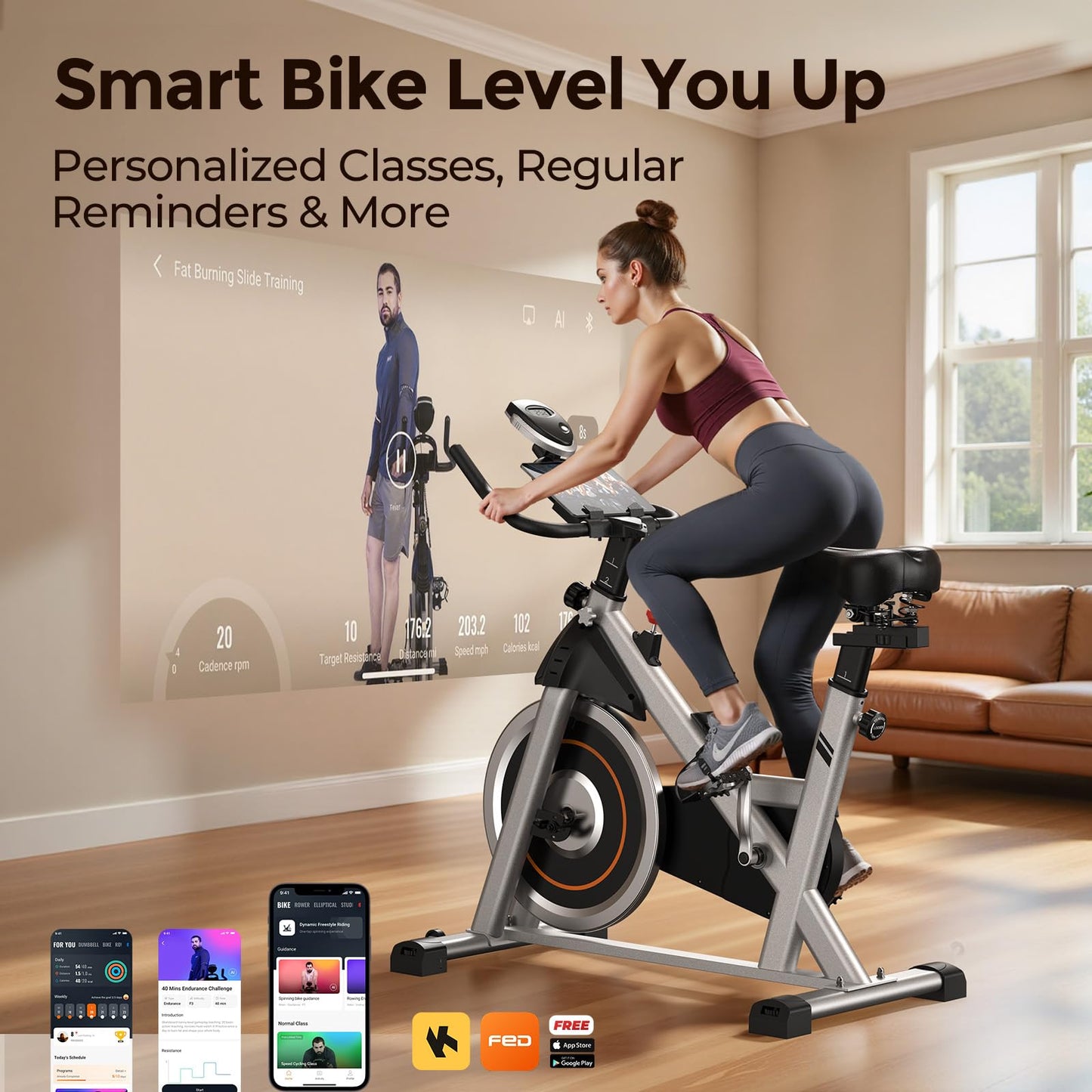 YOSUDA Exercise Bike – Brake Pad Stationary Bike for Home & App - FitLife - WellnessOasis